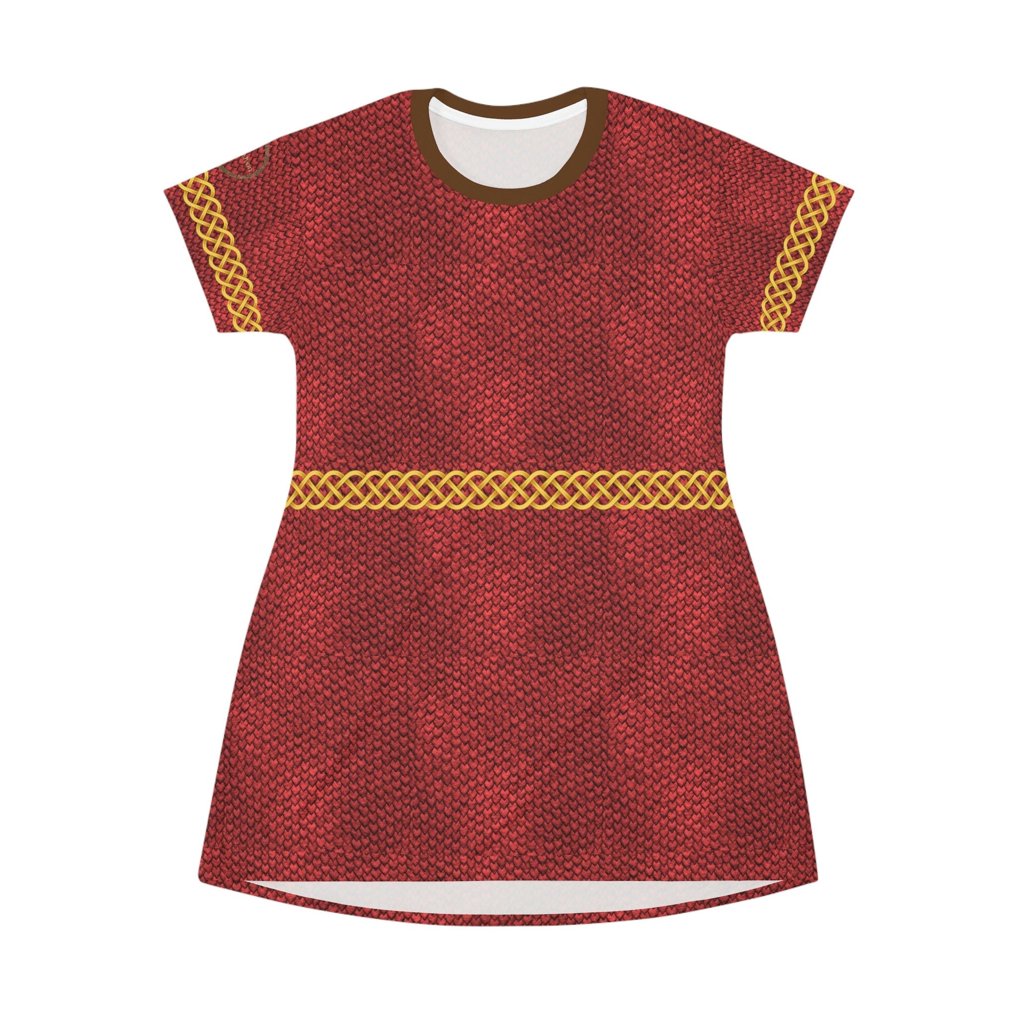 Fabled Fashion Celtic Red Dragon skin armour Medieval fashion All Over Print T-Shirt Dress