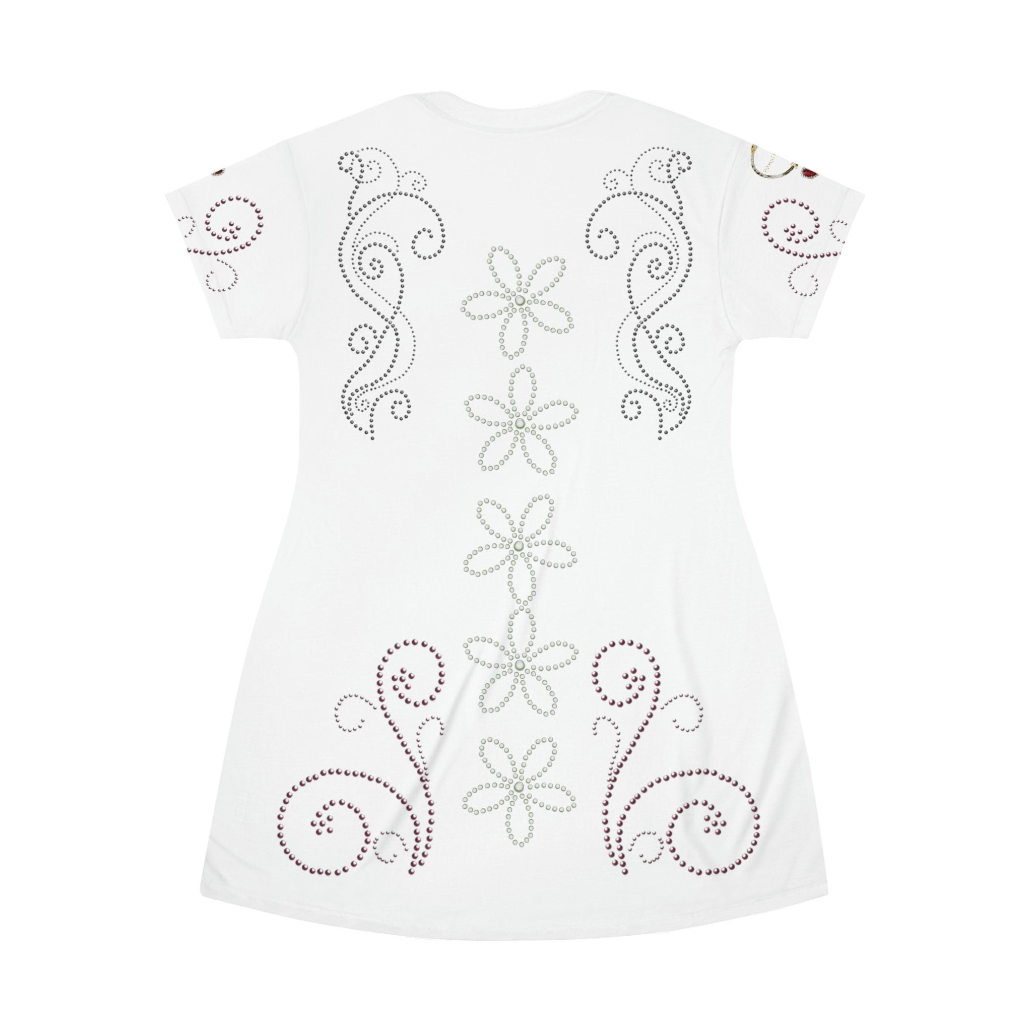 Fabled Fashion Rhinestone All Over Print Spring/Summer T-Shirt Dress