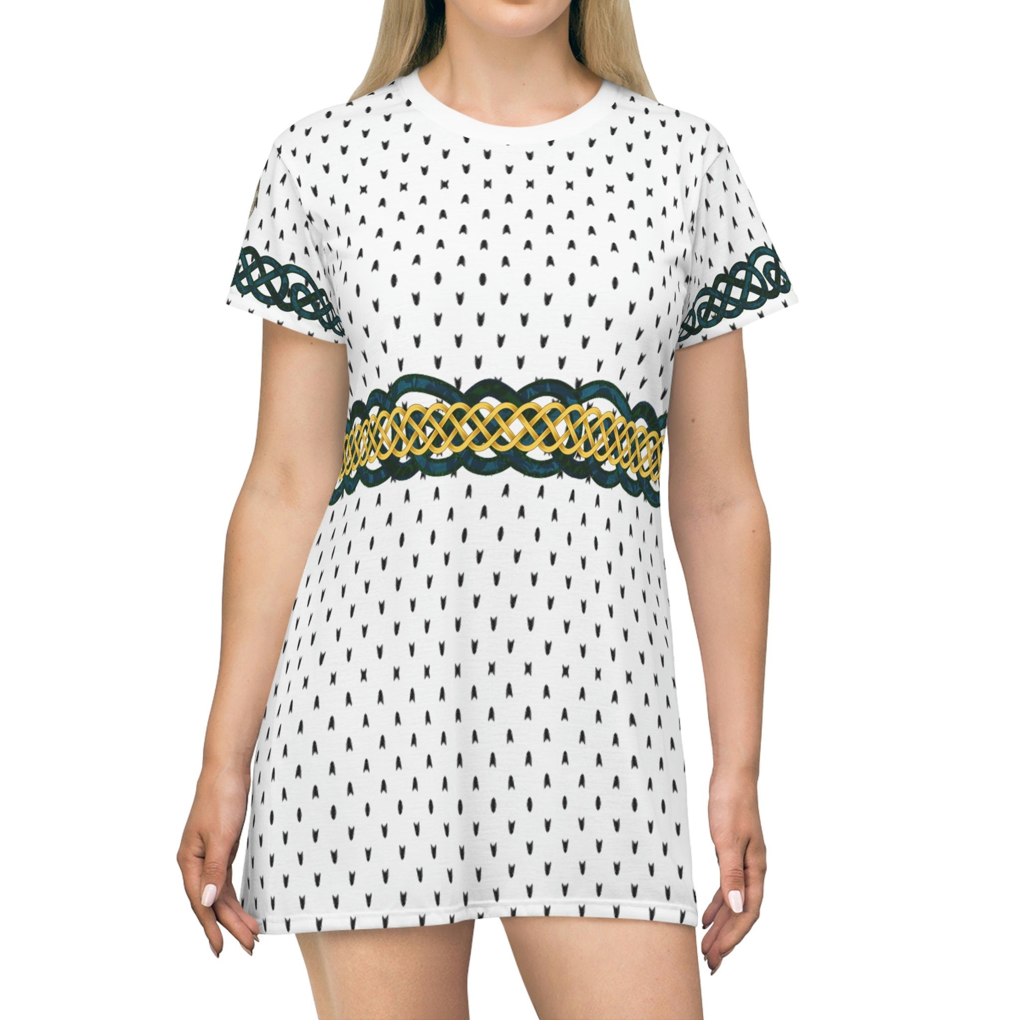 Fabled Fashion Celtic knot Ermine Medieval fashion All Over Print T-Shirt Dress