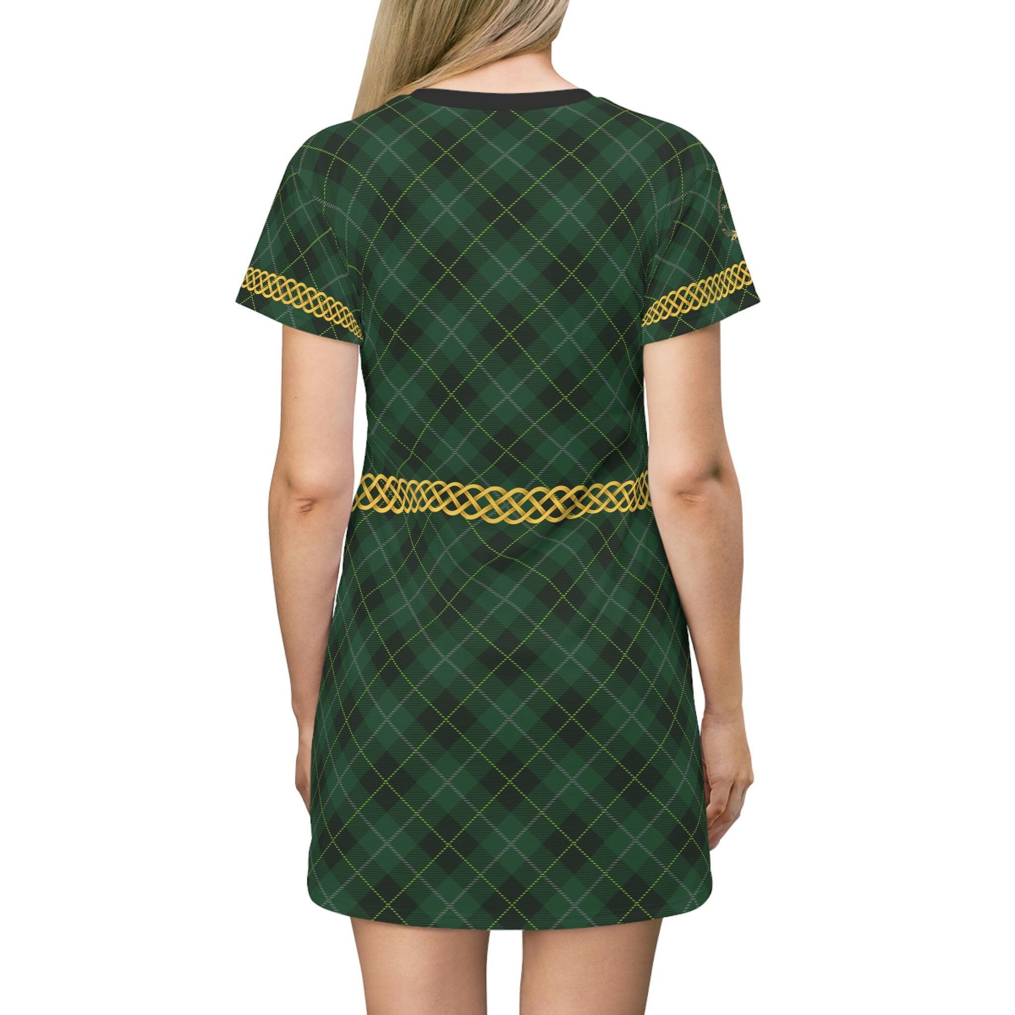 Fabled Fashion Celtic Knot Tartan Plaid Medieval Fashions All Over Print T-Shirt Dress