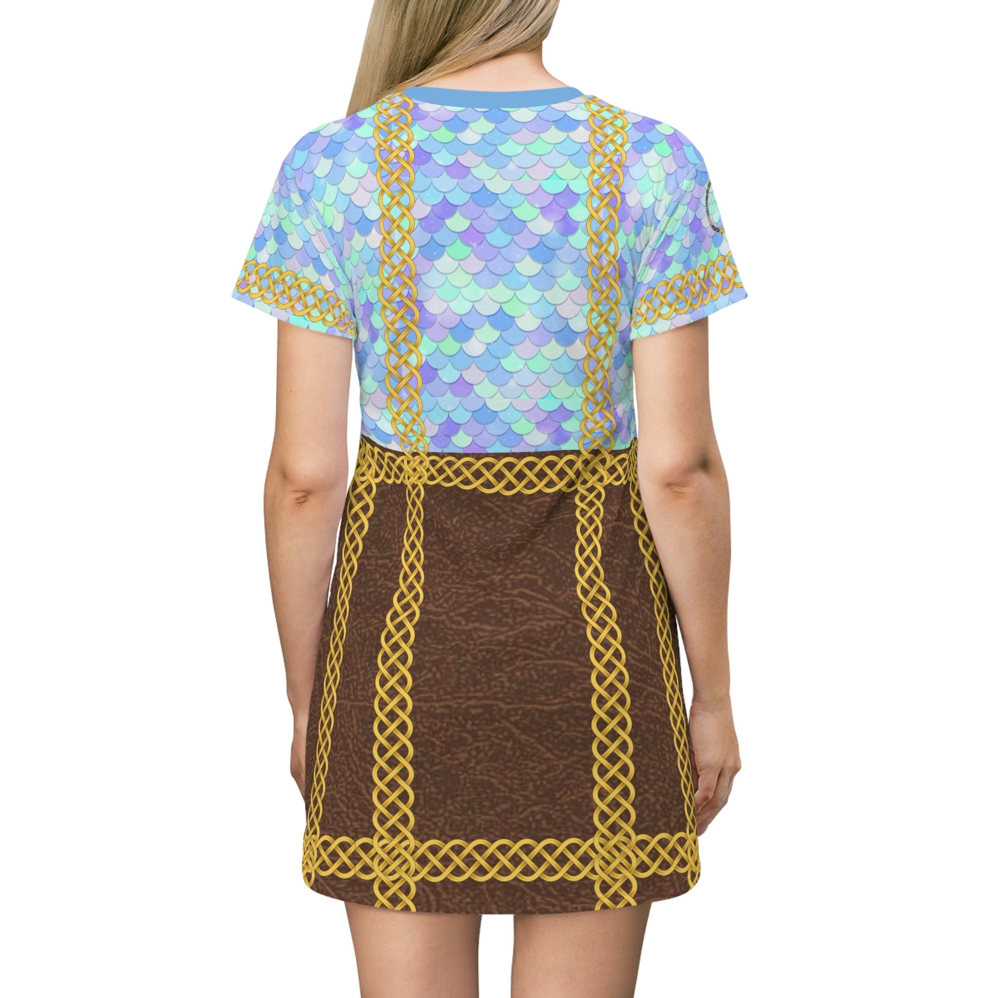 Fabled Fashion Mermaid Tail skin and Leather effect Celtic knot Medieval fashion All Over Print T-Shirt Dress