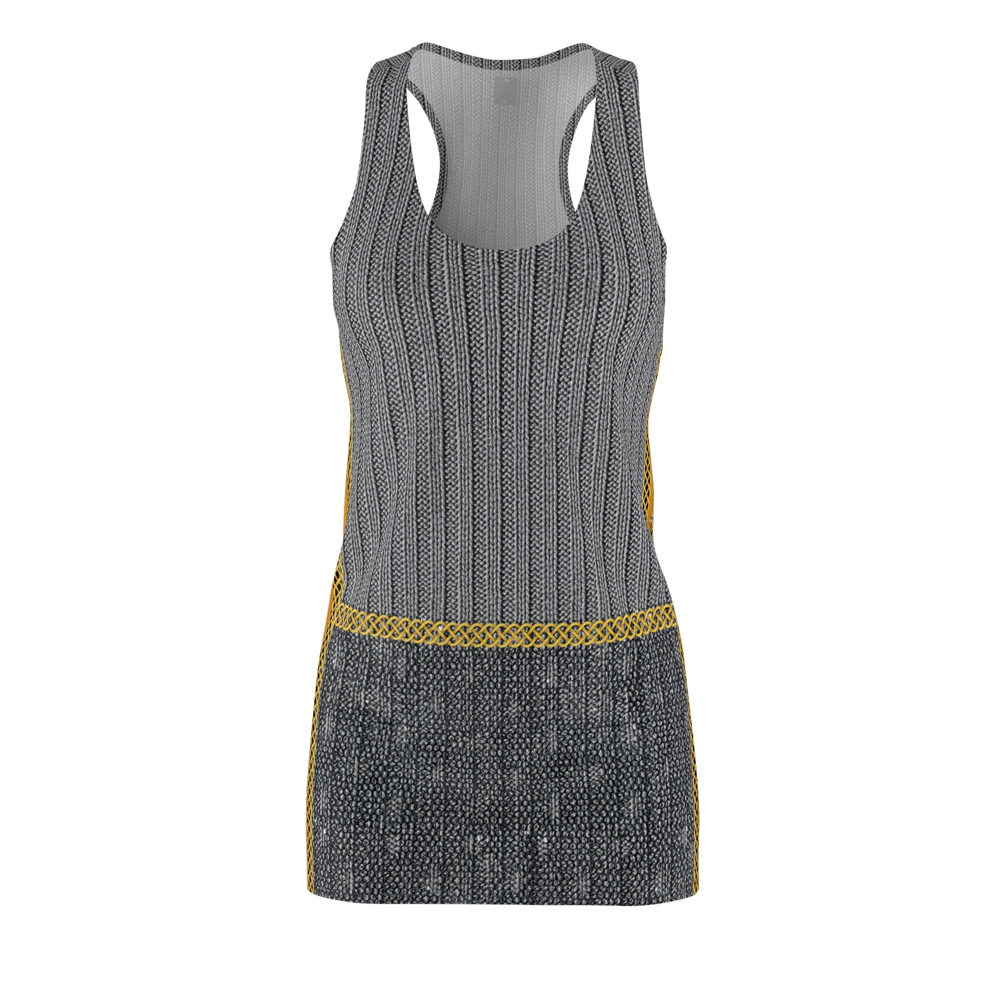 Fabled Fashion Knit and lace with gold Celtic knot effect  Women's Cut & Sew Racerback Dress (AOP)