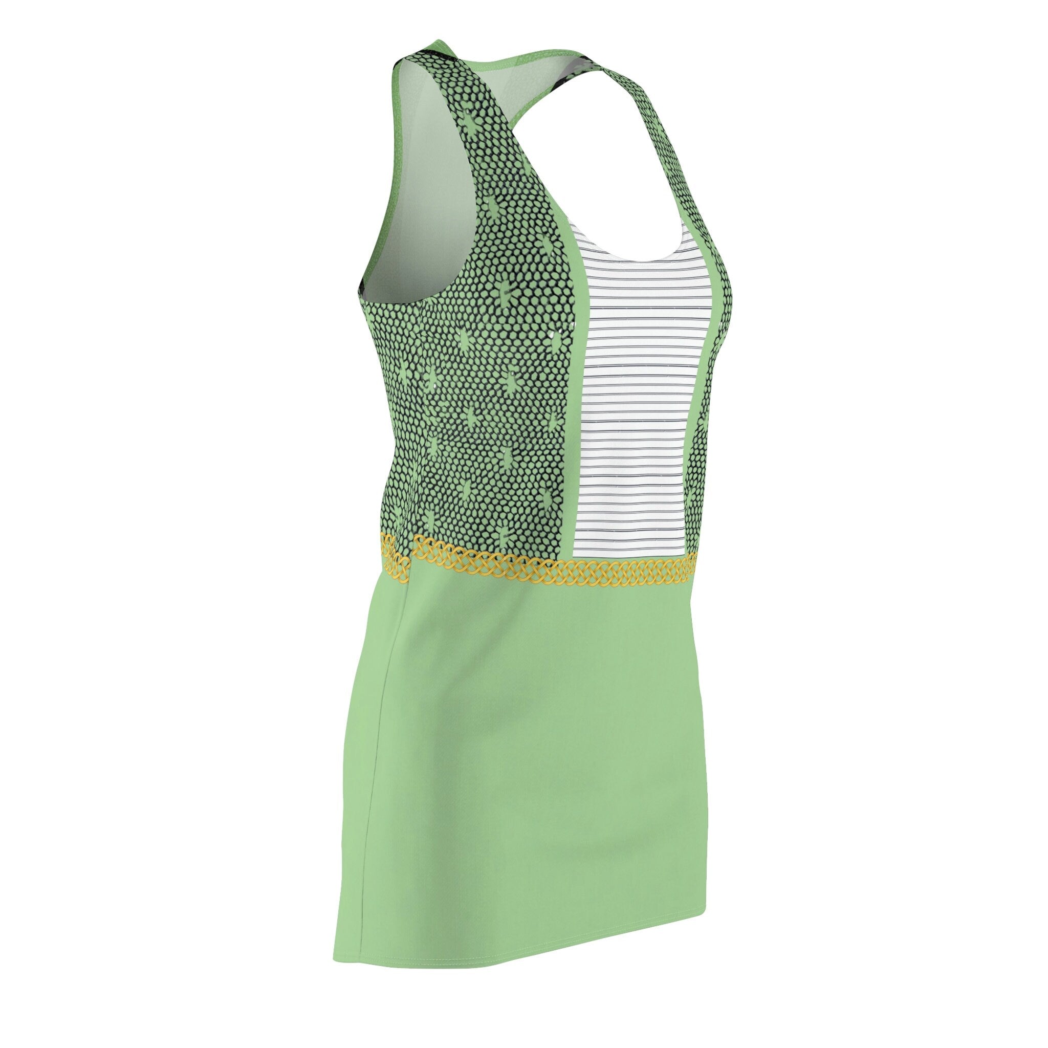 Fabled Fashion Pistachio Lace effect Women's Cut & Sew Racerback Dress (AOP)