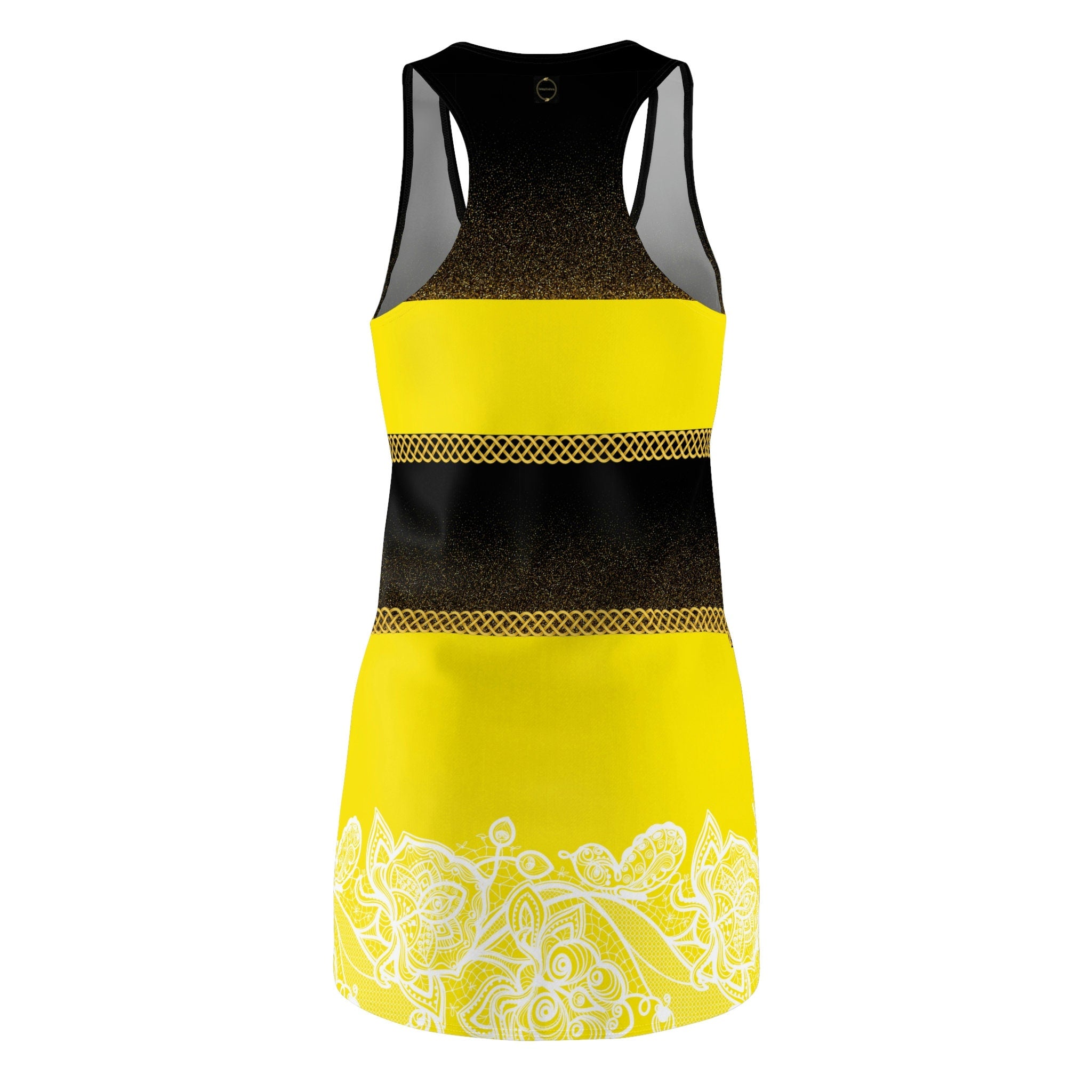 Fabled Fashion Cosmic Bee Fur Celtic Knot Women's Cut & Sew Racerback Dress (AOP) BeeWear!