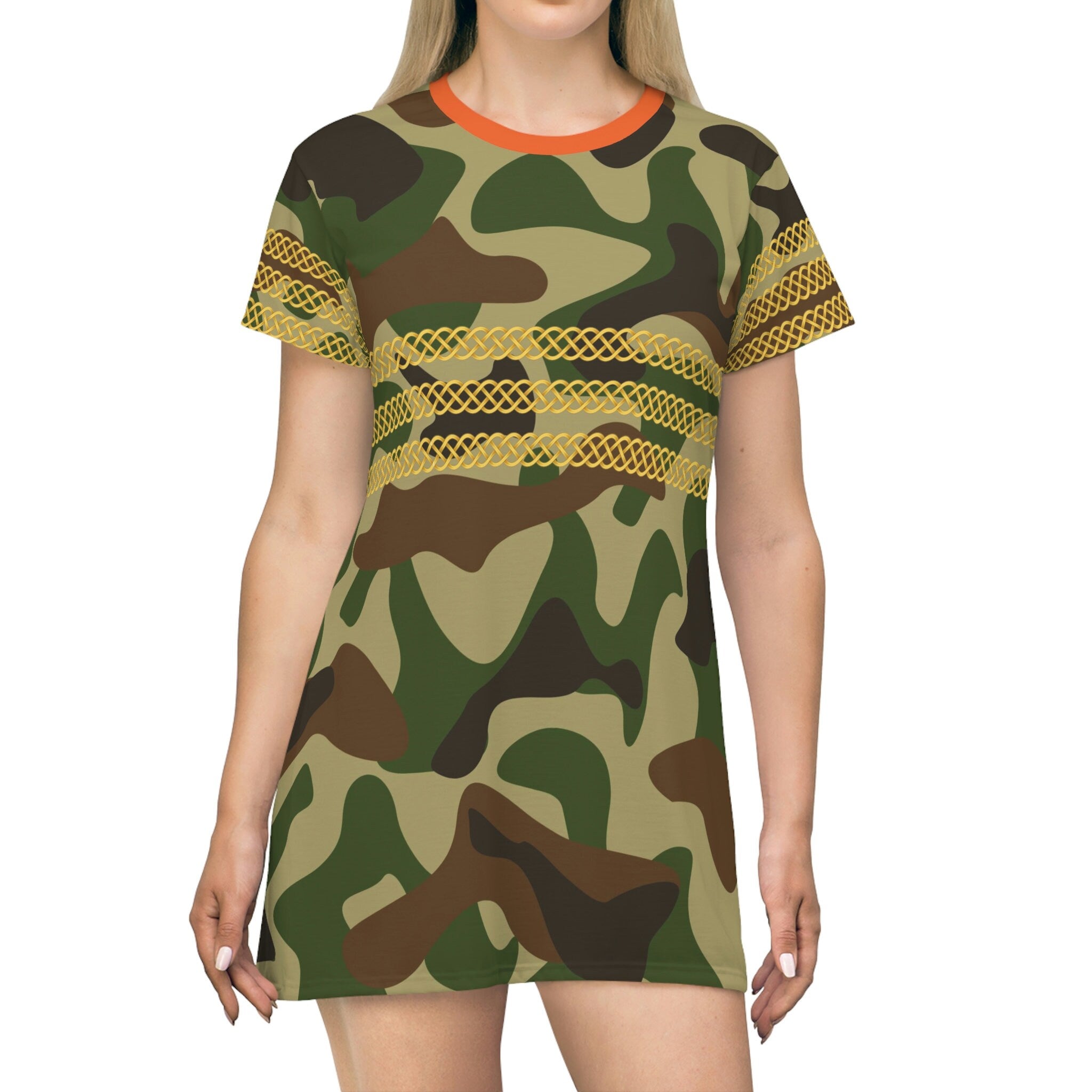Fabled Fashion Camo effect Celtic Knot Medieval Fashions All Over Print Spring/Summer T-Shirt Dress