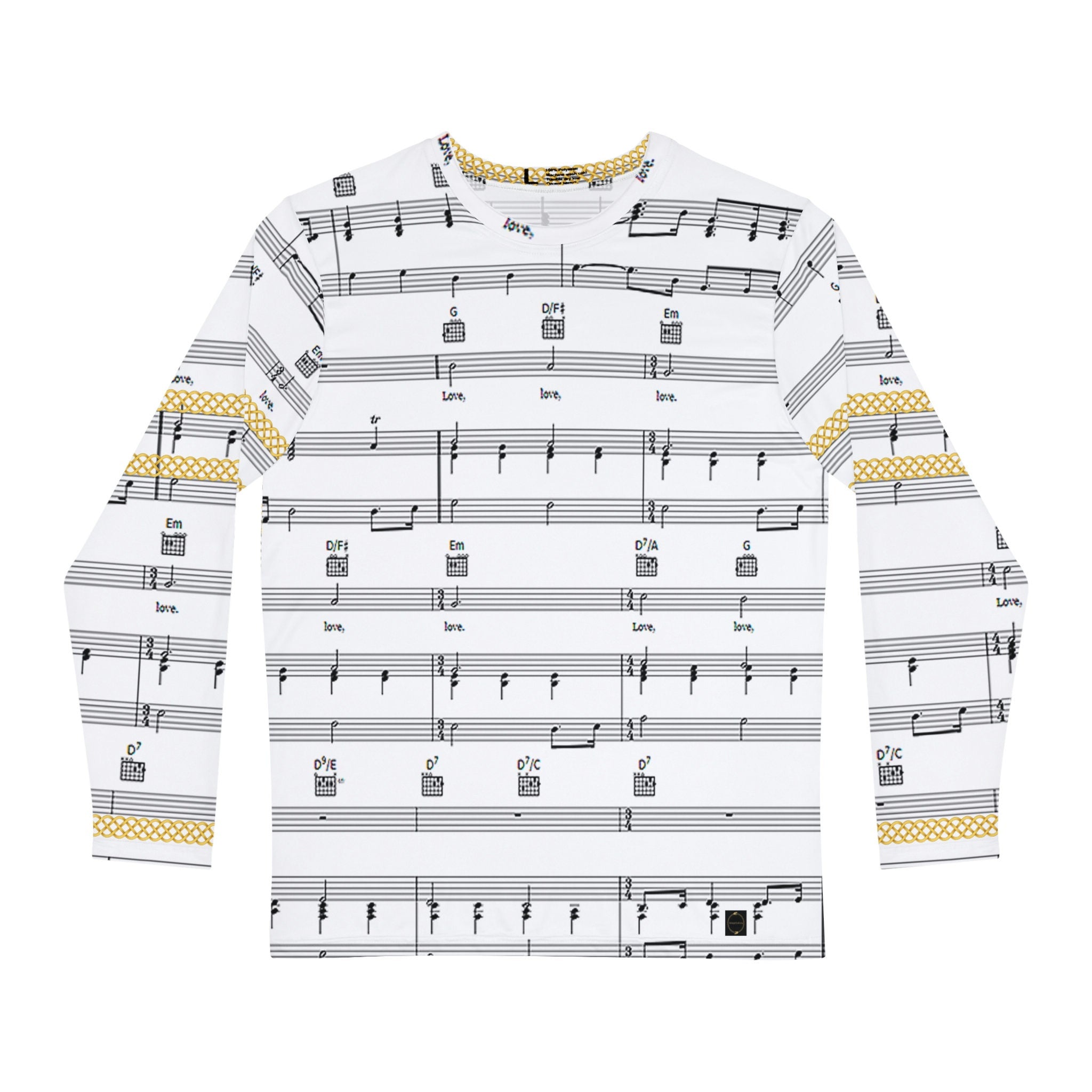 Fabled Fashion Men's Long Sleeve Musical stave / All you need is love Celtic chain effect AOP Shirt