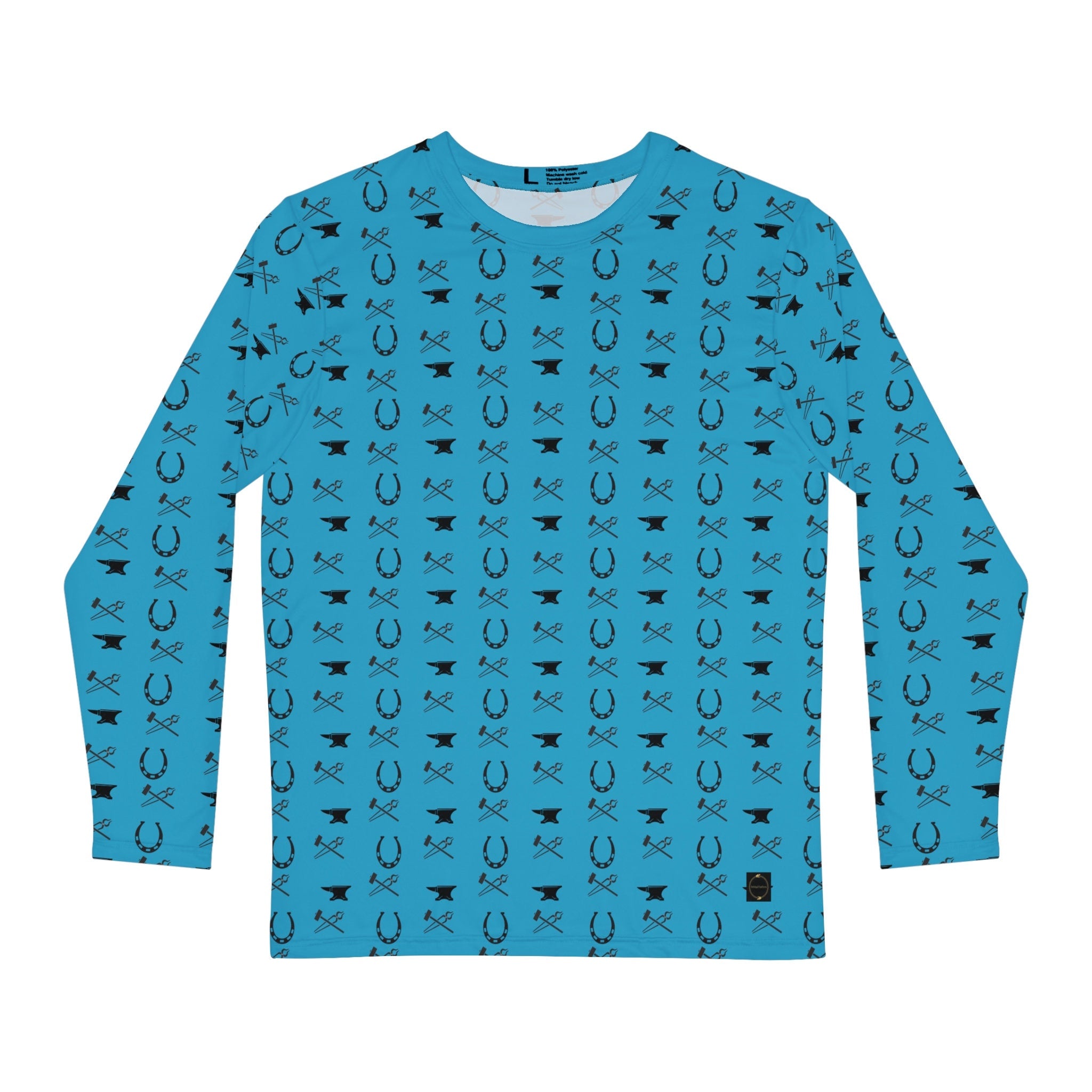 Fabled Fashion Men's Long Sleeve Blacksmith tools pattern AOP Shirt (Hammer/Tongs/Anvil/Horseshoe)