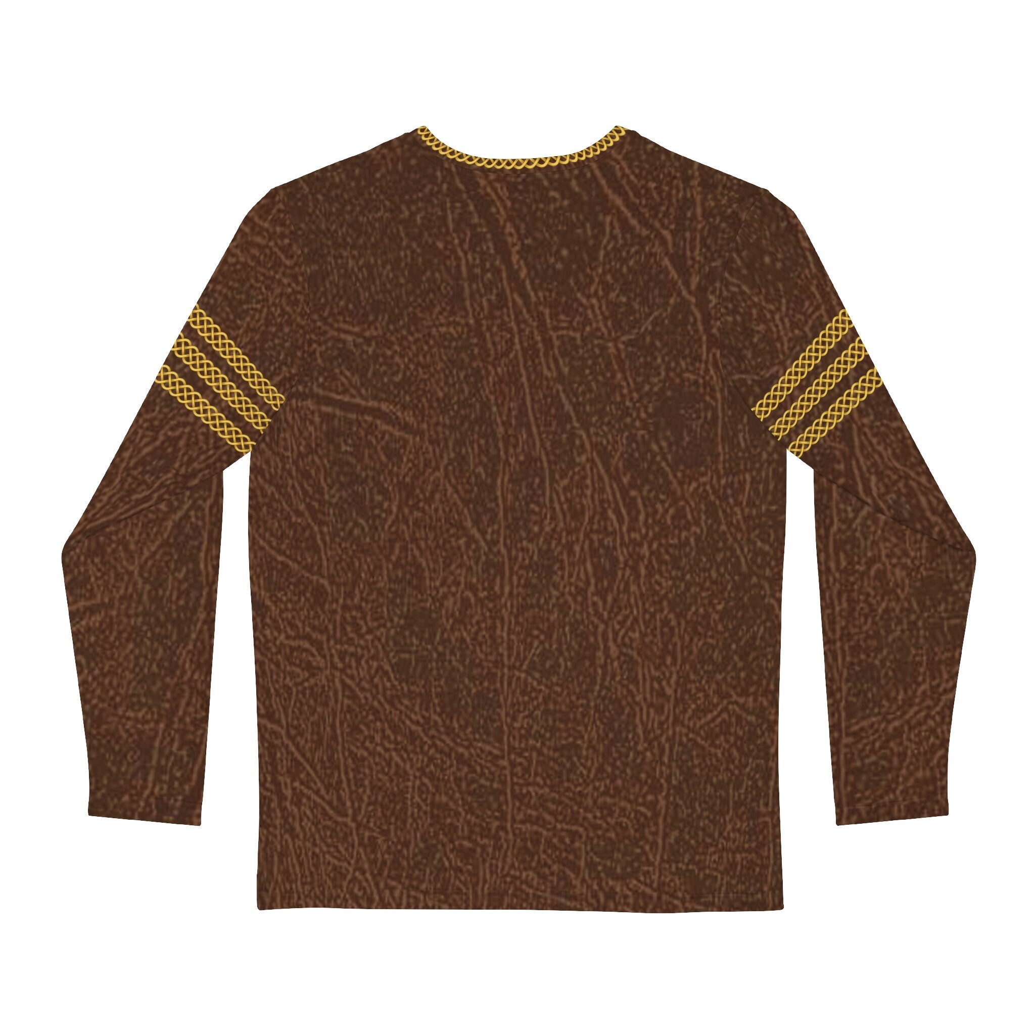 Fabled Fashion Men's Long Sleeve Triple Celtic chain Leather effect AOP Shirt