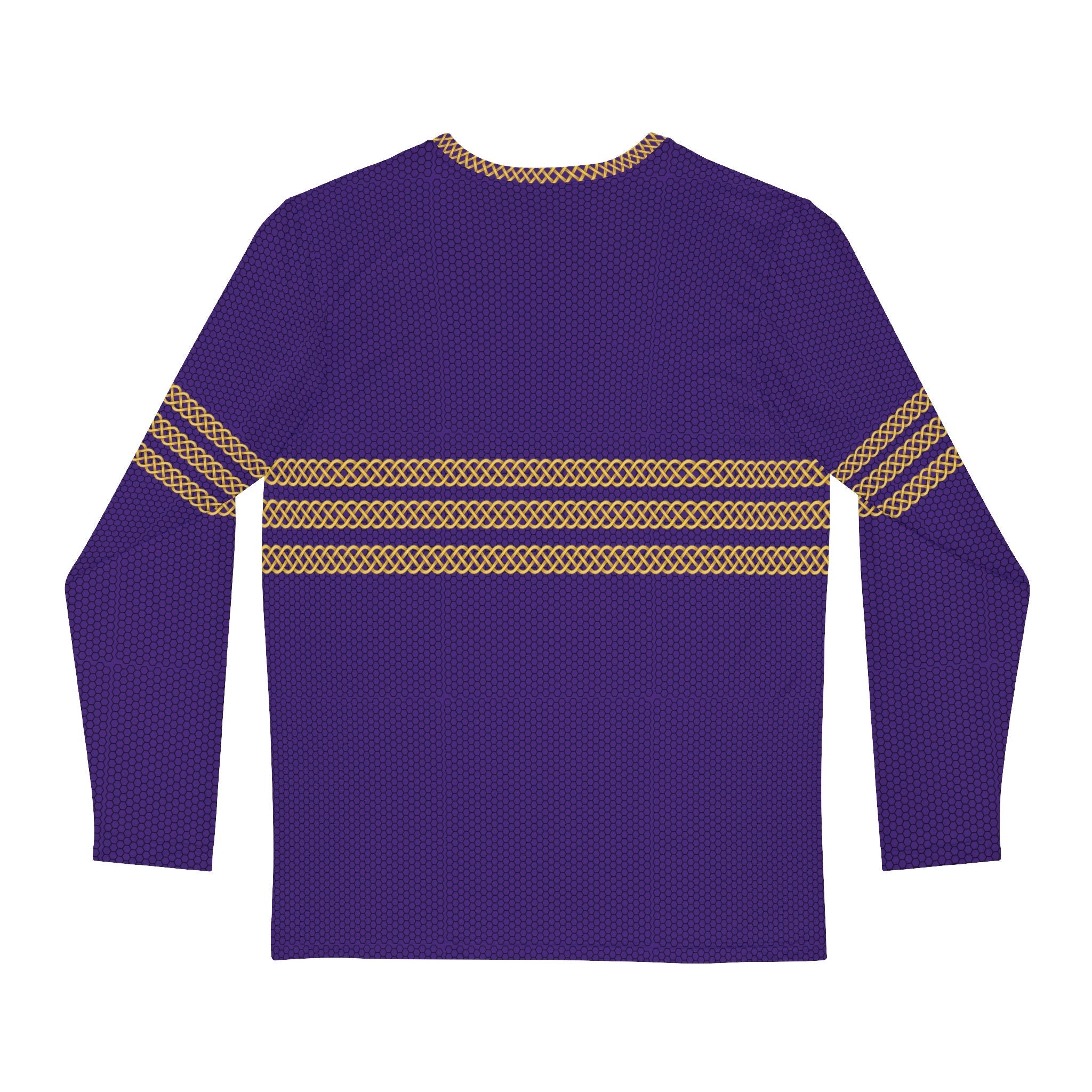 Fabled Fashion Men's Long Sleeve Triple Celtic chain effect AOP Shirt Purple
