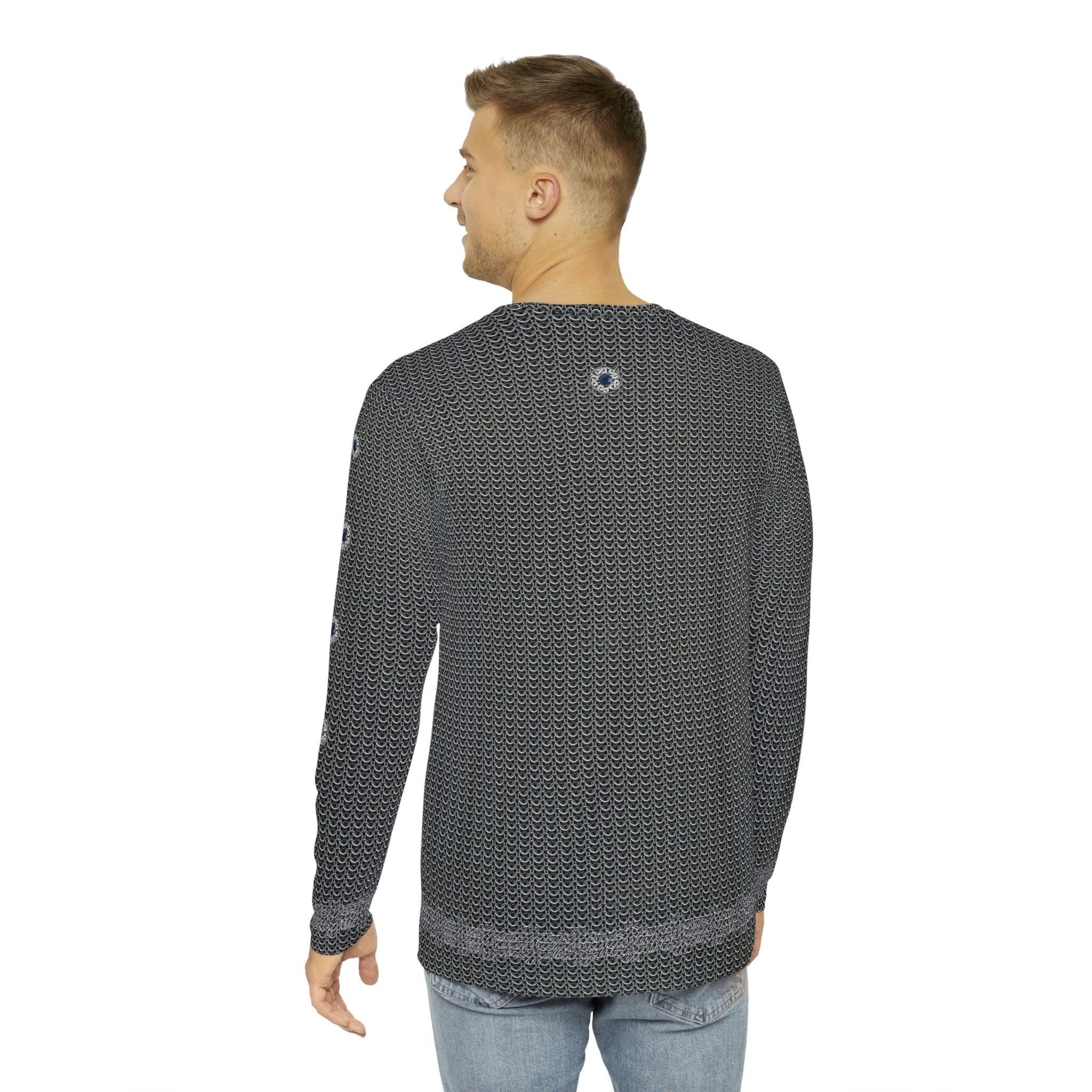 Fabled Fashion Men's Long Sleeve Chainmail effect AOP Shirt • Custom T shirt for men • work shirt men shirt with t shirt • valentines gift