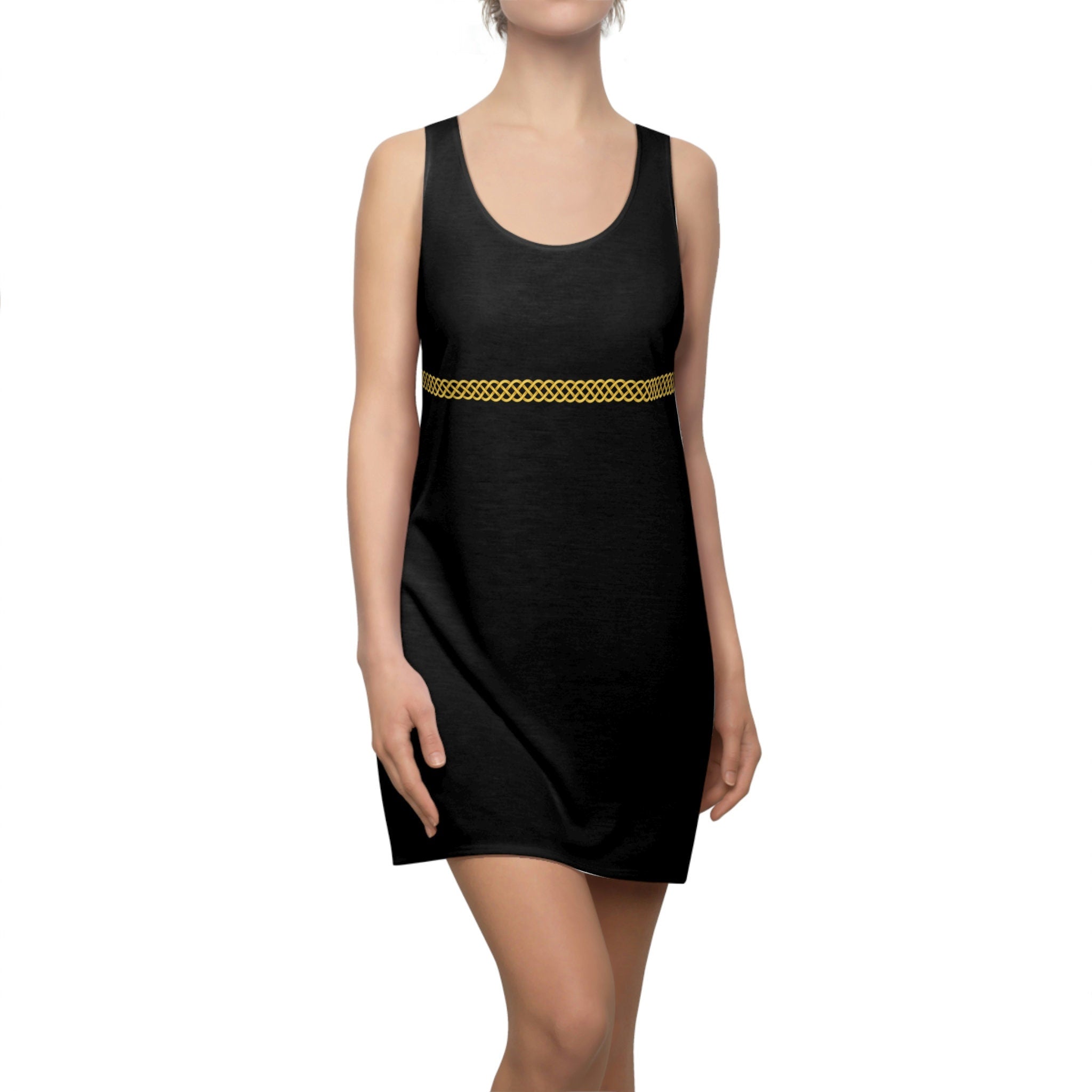 Fabled Fashion Little Black Dress with Celtic Knot effect Women's Cut & Sew Racerback Dress (AOP)