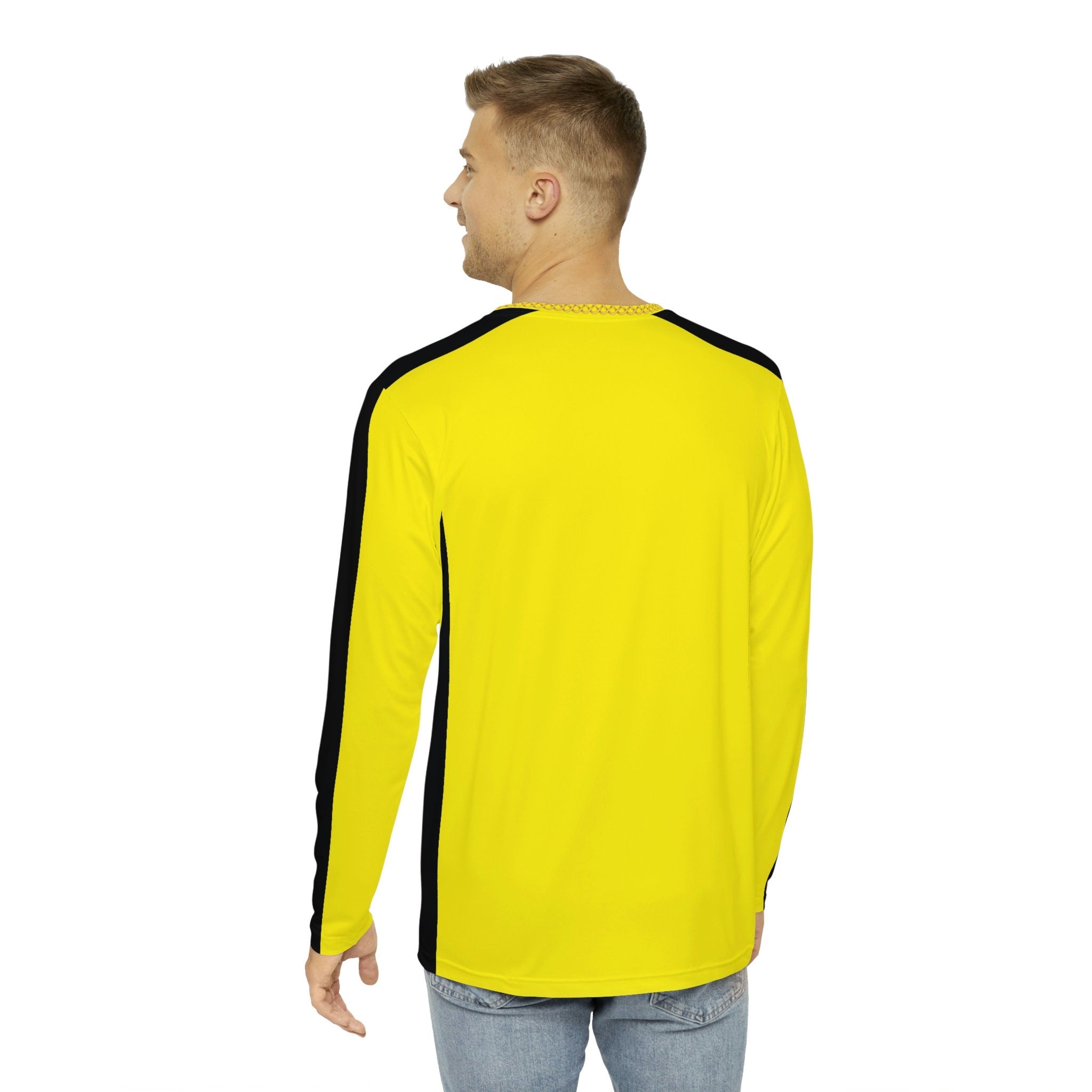 Fabled Fashion Men's Long Sleeve Yellow 'Kill Bill' inspired with celtic chain effect AOP Shirt
