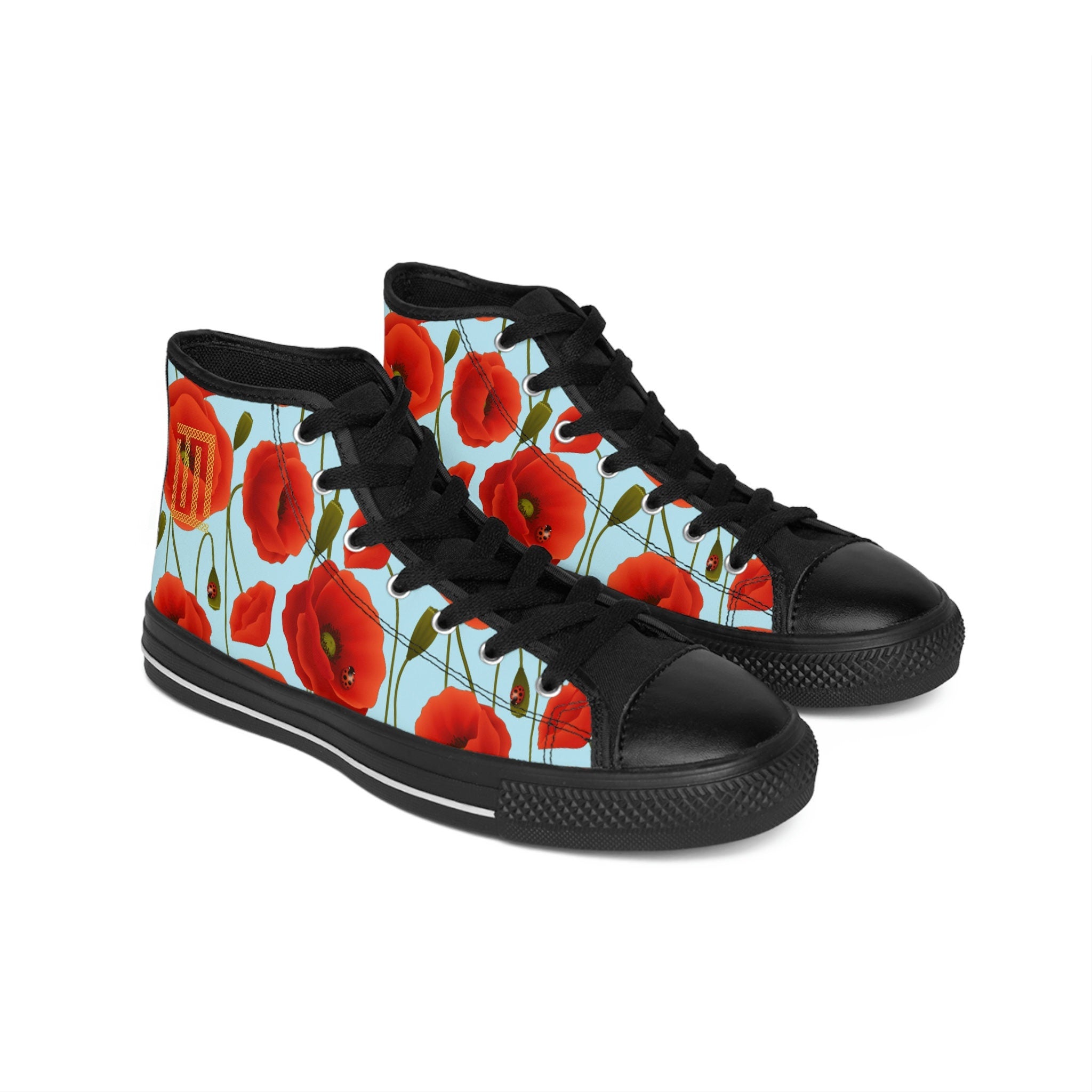 Fabled Fashion Poppies on Blue Men's Classic Sneakers