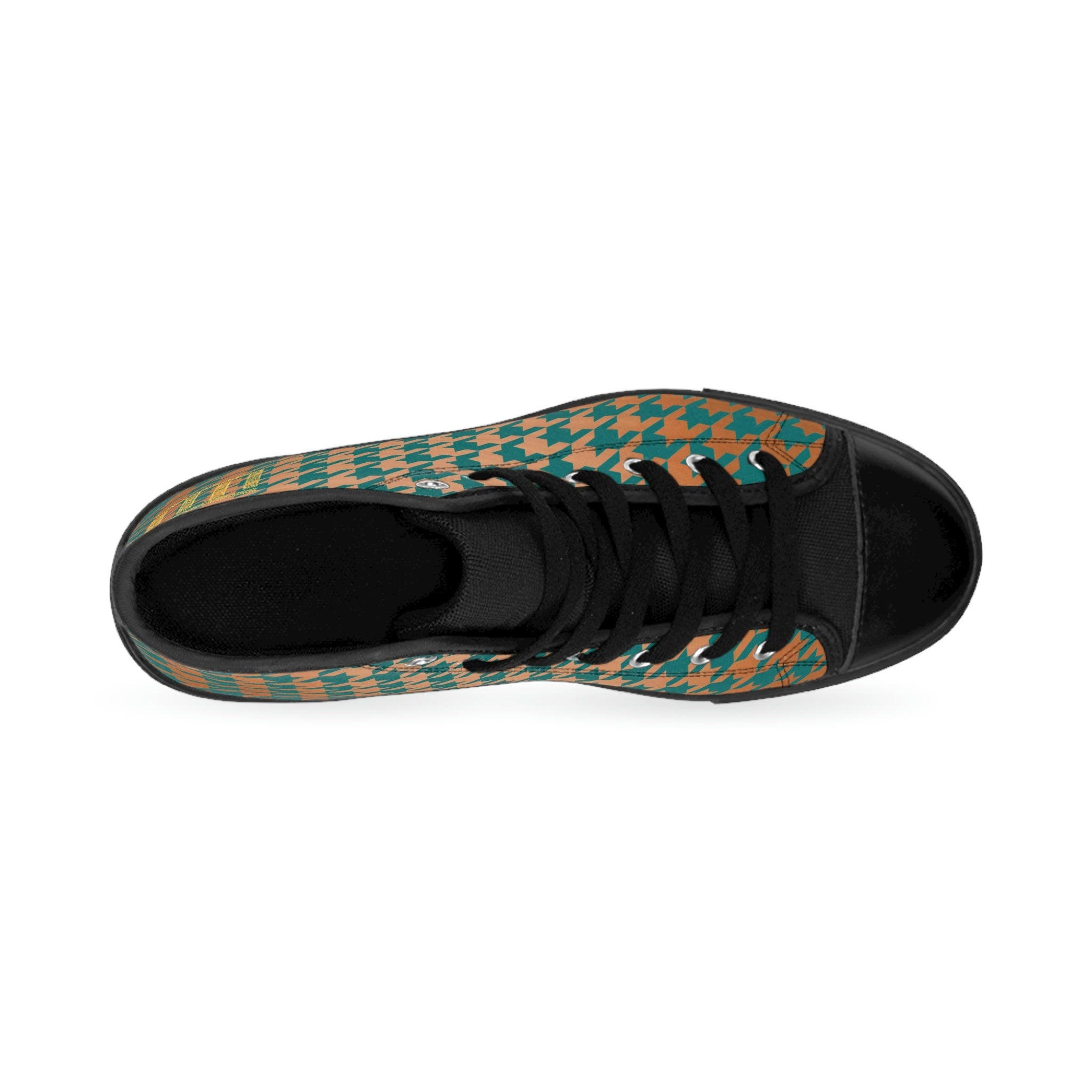 Fabled Fashion Copper and Verdigris houndstooth Women's Classic Sneakers