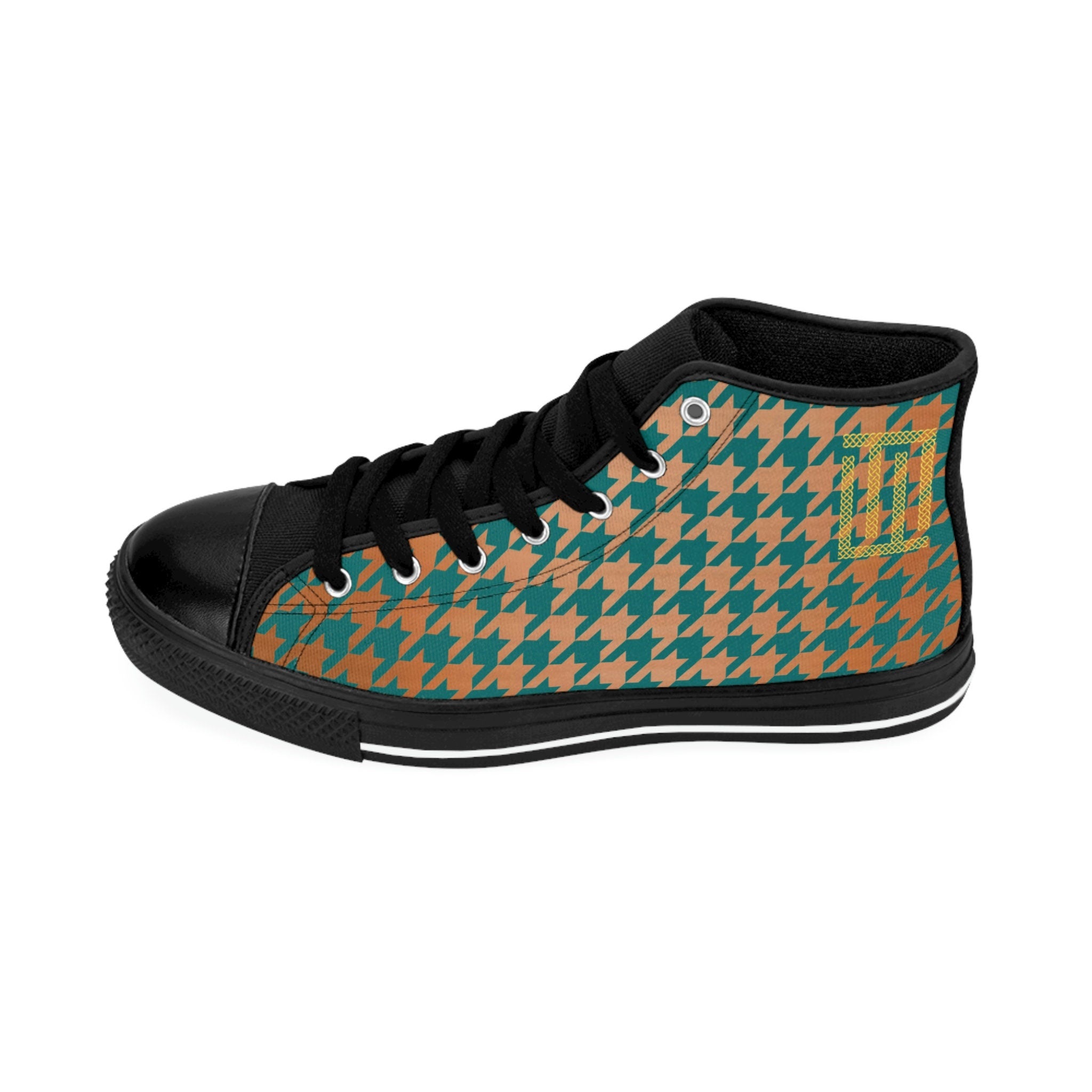 Fabled Fashion Copper and Verdigris houndstooth Women's Classic Sneakers