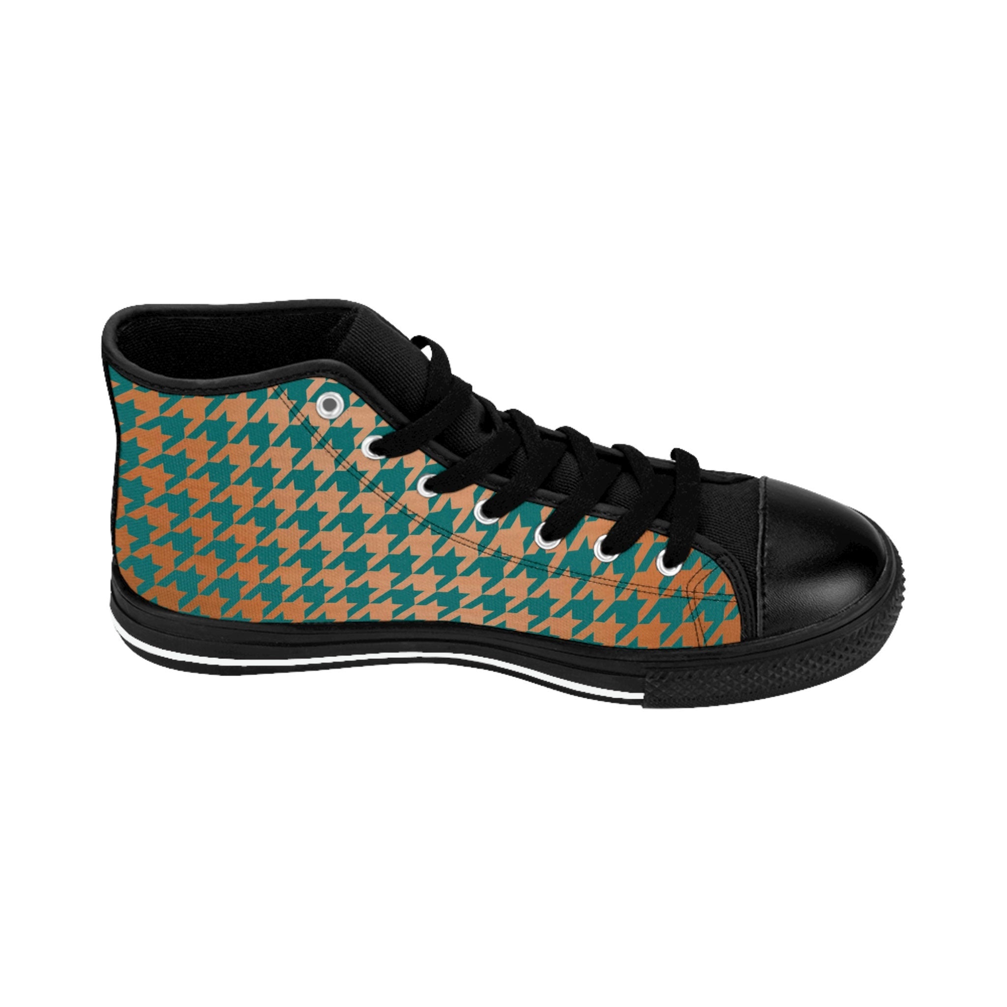 Fabled Fashion Copper and Verdigris houndstooth Women's Classic Sneakers