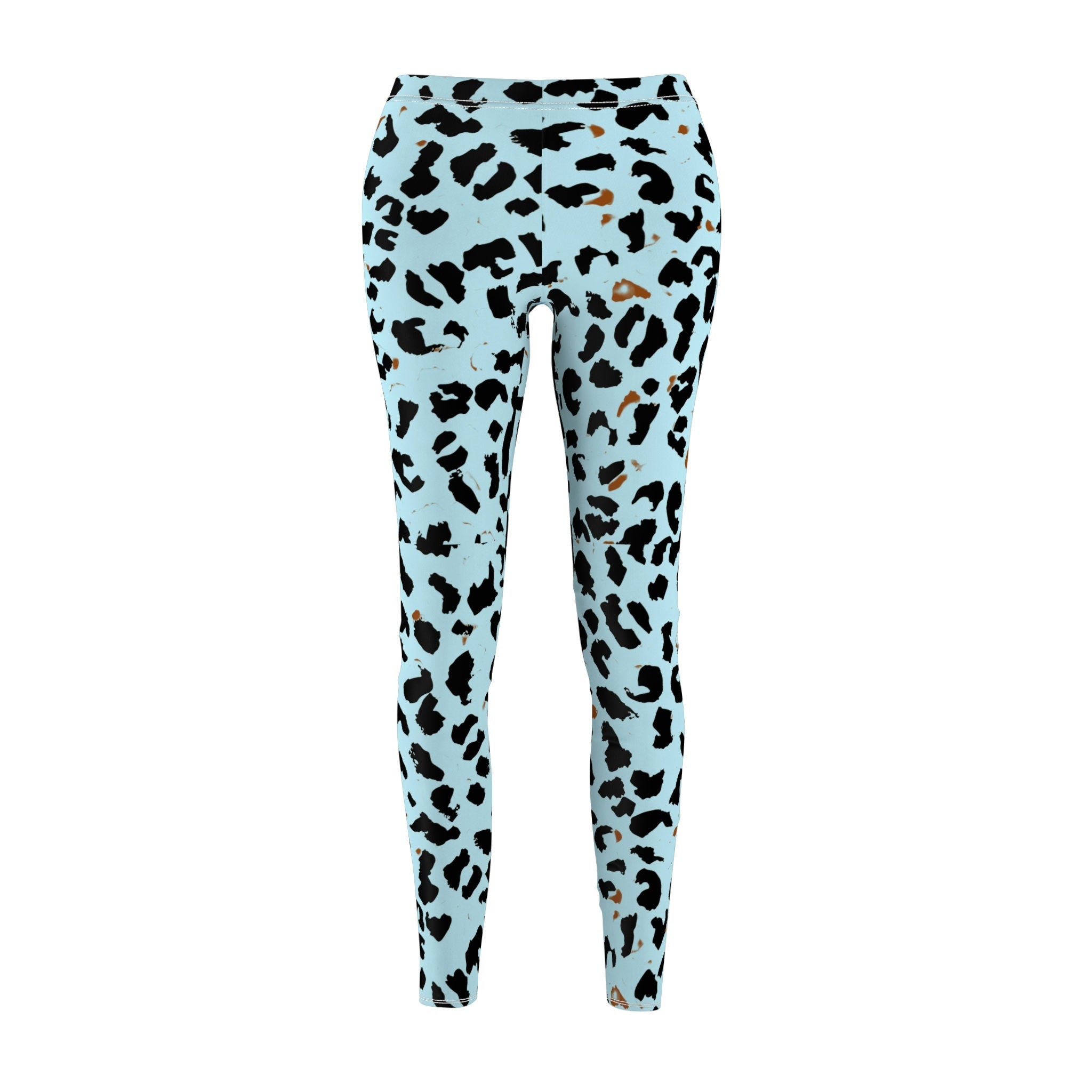 Fabled Fashion Light blue leopard print effect Women's Cut & Sew Casual Leggings (AOP)