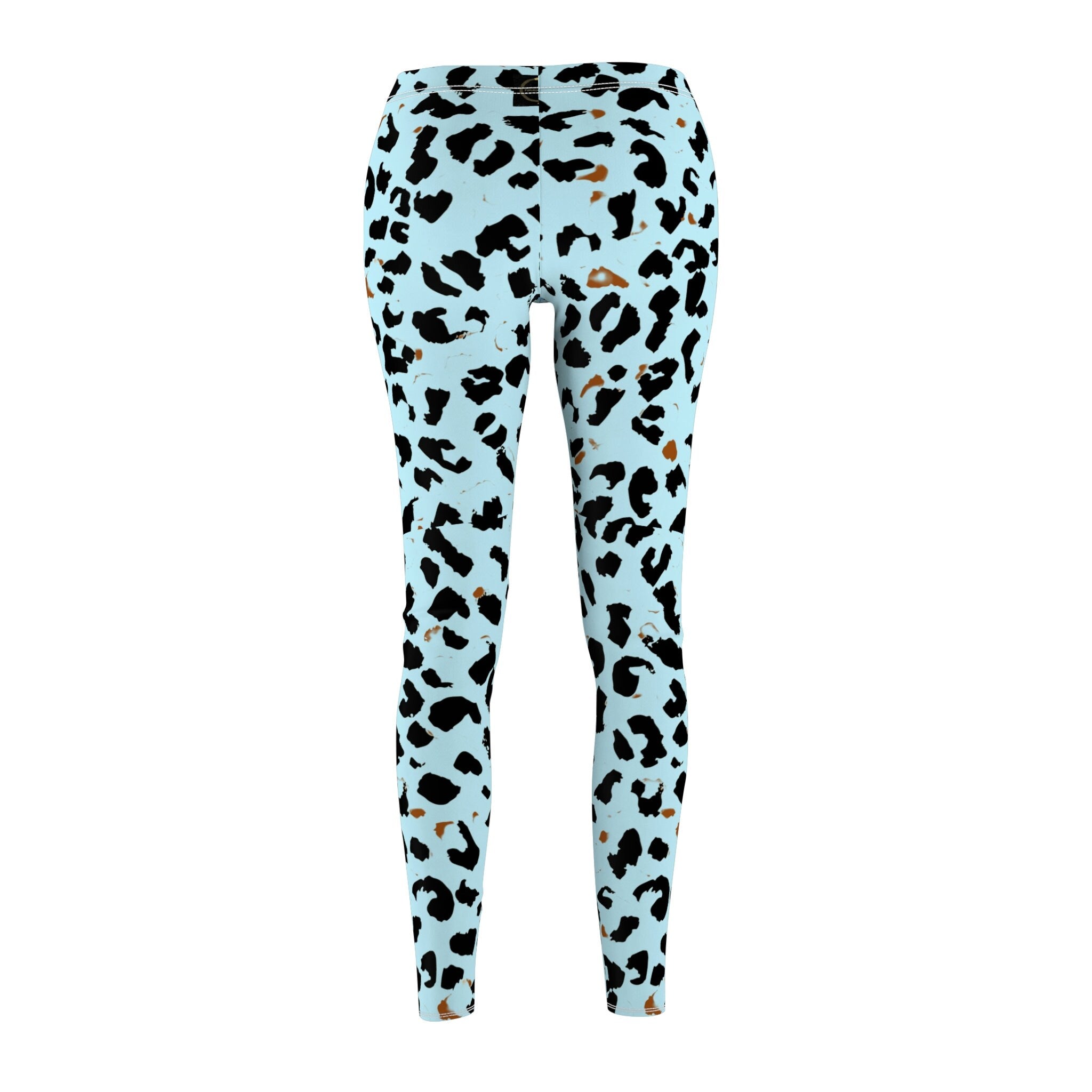 Fabled Fashion Light blue leopard print effect Women's Cut & Sew Casual Leggings (AOP)