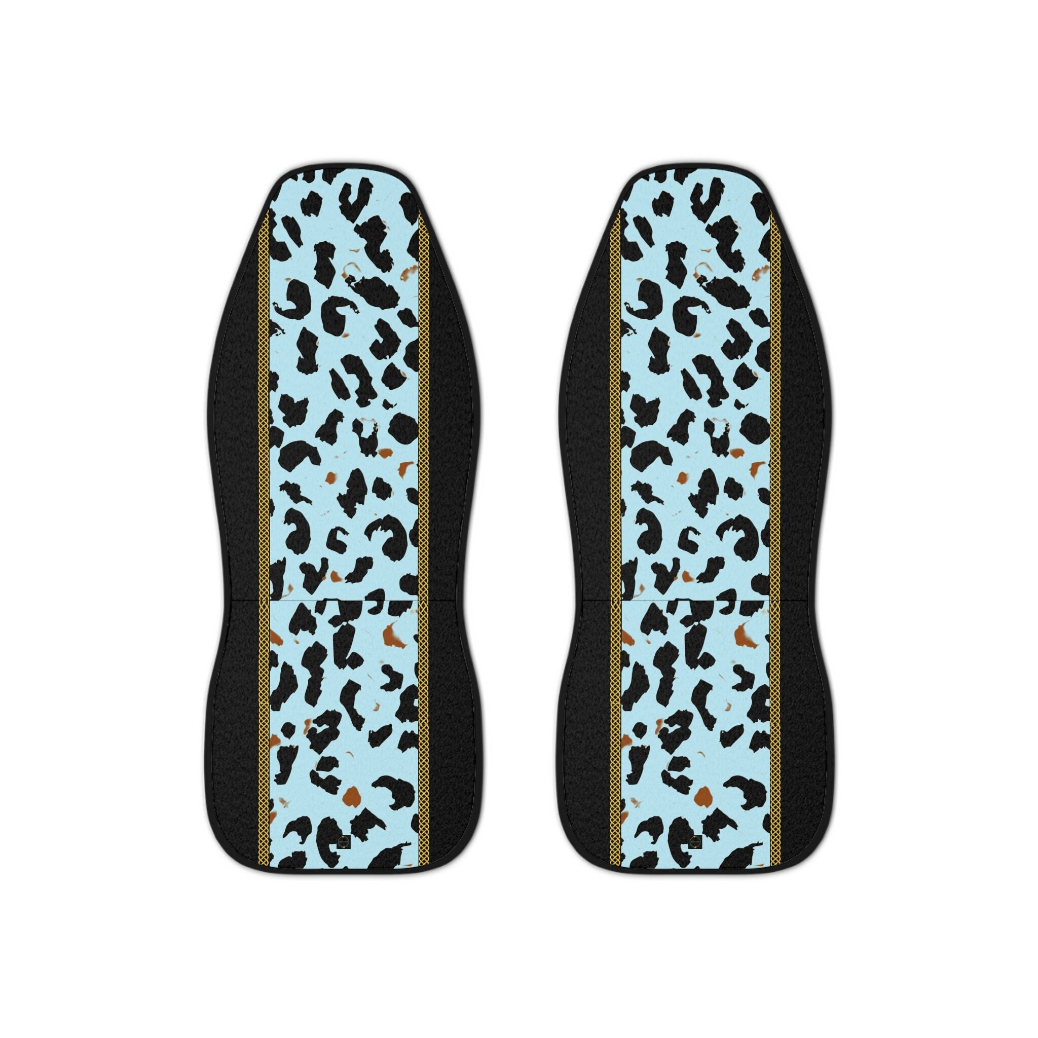 Fabled Fashion Light Blue Leopard Print with Celtic knot design Car Seat Covers