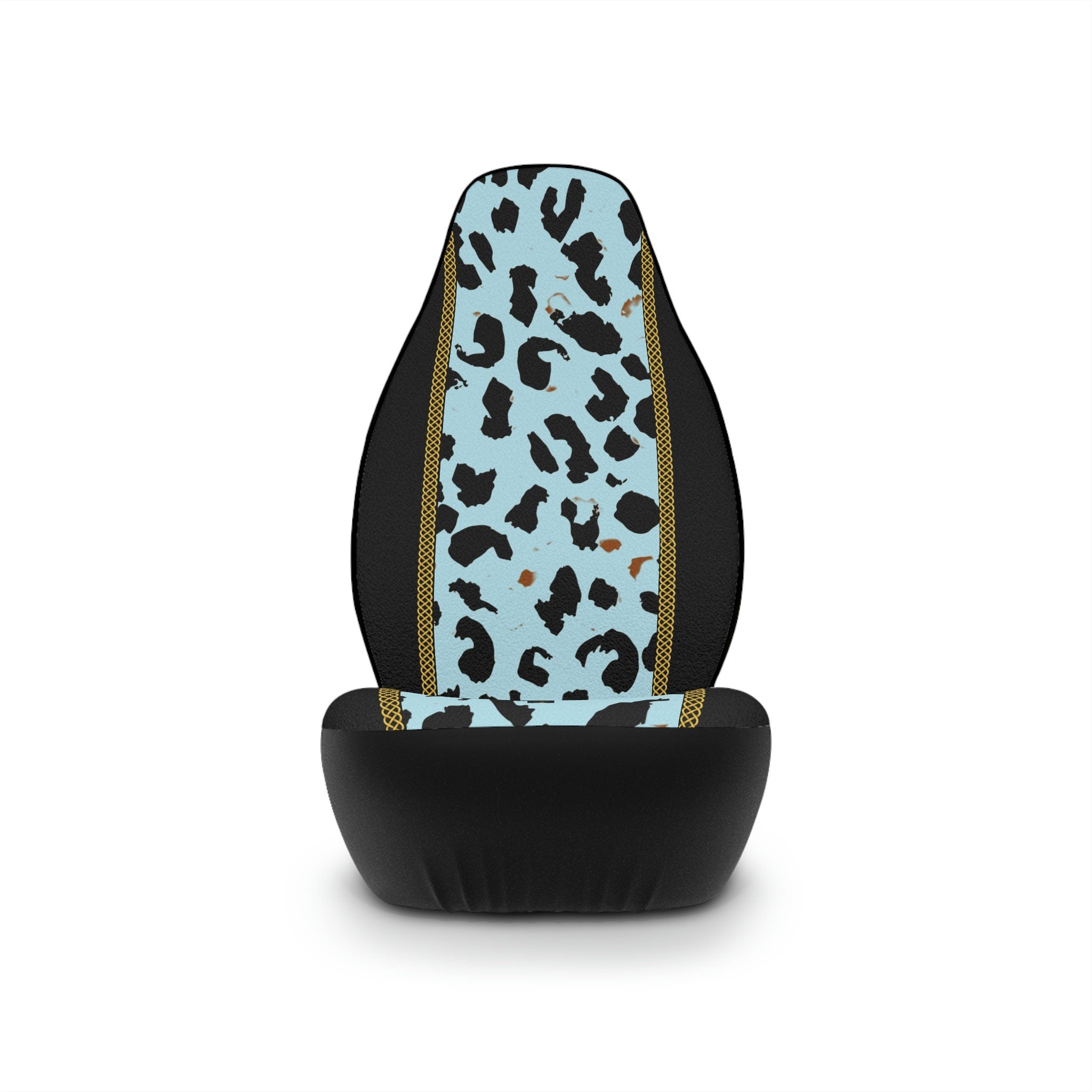 Fabled Fashion Light Blue Leopard Print with Celtic knot design Car Seat Covers