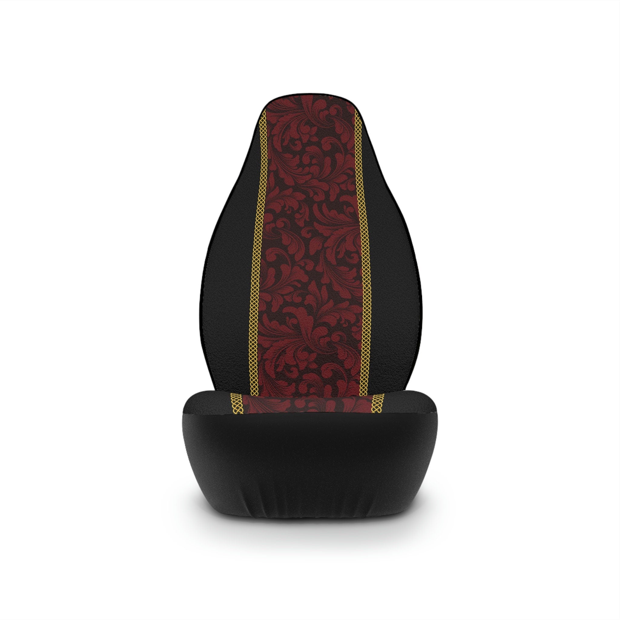 Fabled Fashion Red Damask Print with Celtic knot design Car Seat Covers