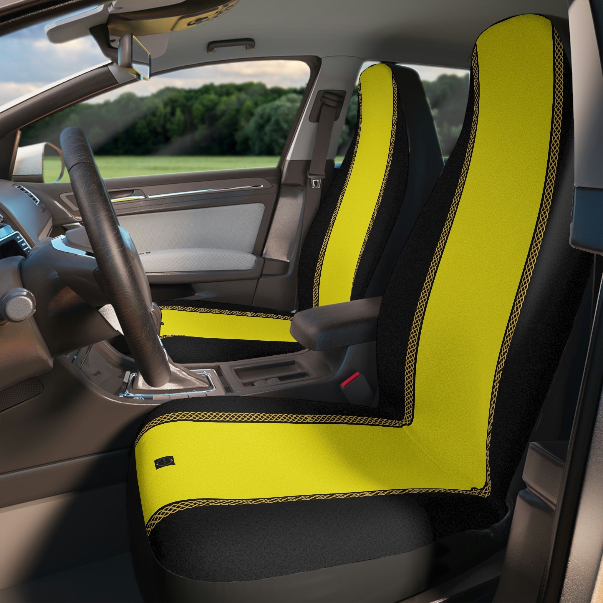 Fabled Fashion Yellow/Black 'Kill Bill' inspired Print with Celtic knot design Car Seat Covers