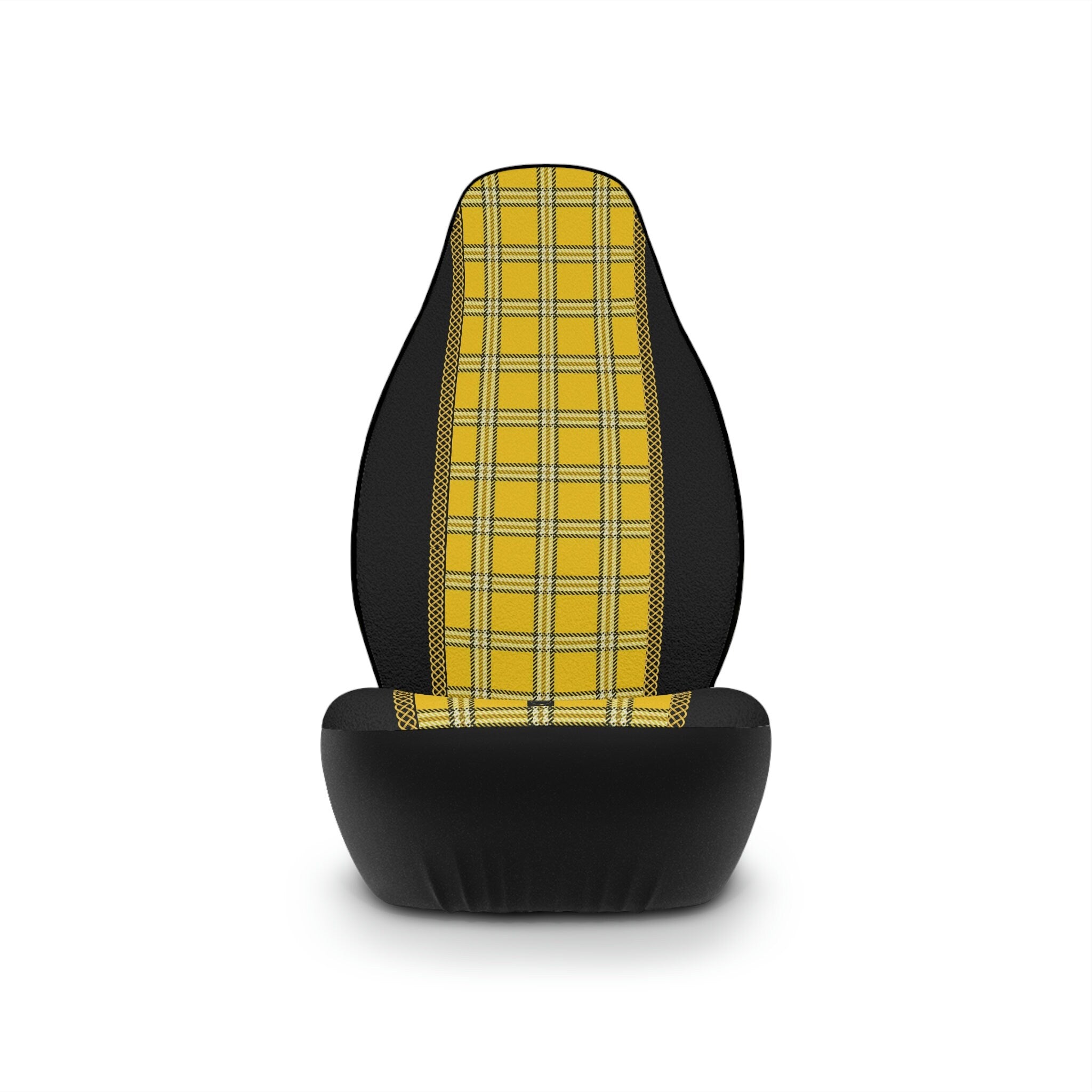 Fabled Fashion Yellow Plaid 'Clueless' inspired Print with Celtic knot design Car Seat Covers