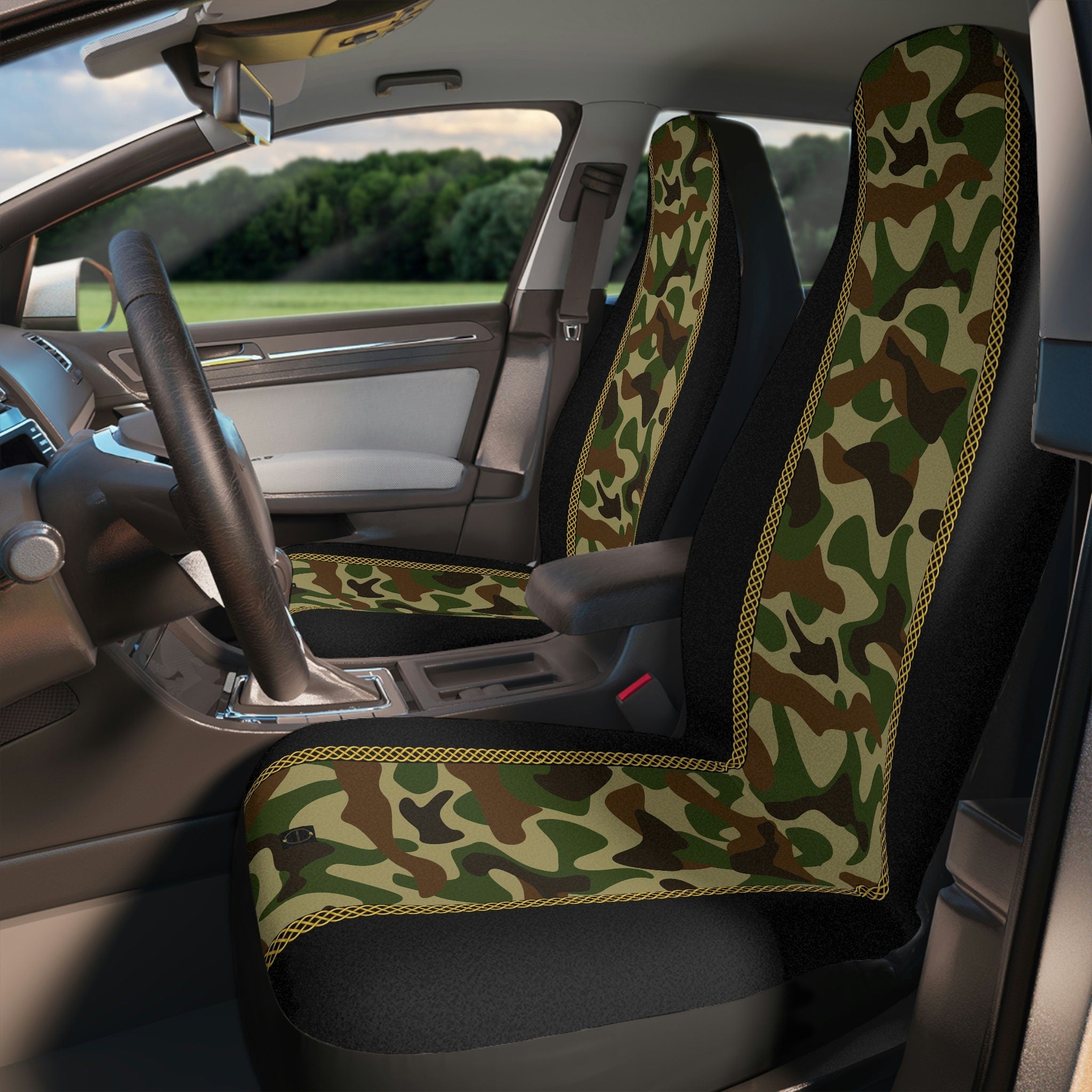 Fabled Fashion Camo print Celtic knot design Car Seat Covers