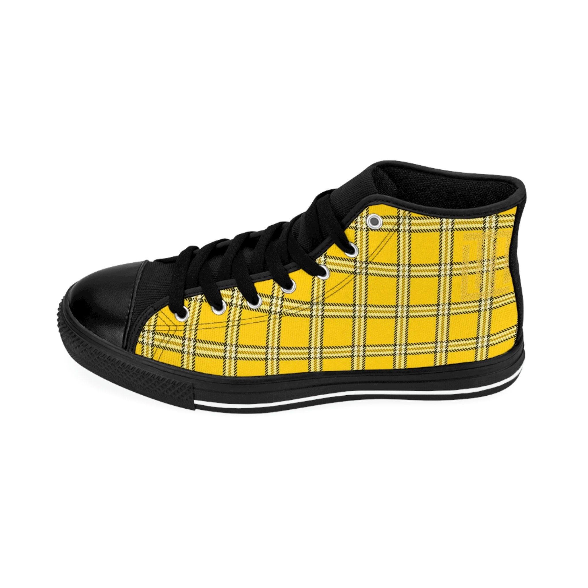 Fabled Fashion Yellow plaid Clueless pattern effect Women's Classic Sneakers