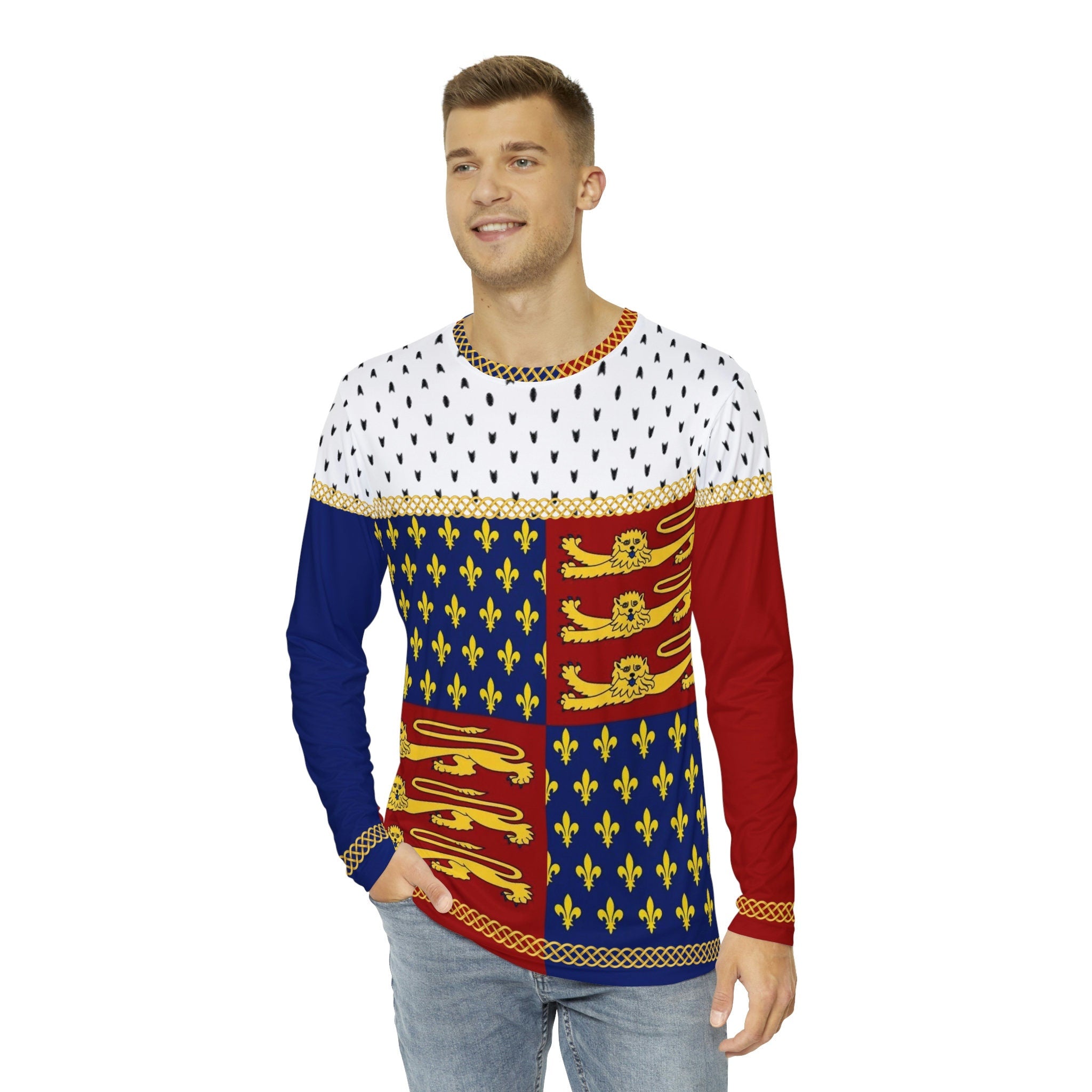 Fabled Fashion Men's Long Sleeve Royal Lionheart AOP Ready to wear Cosplay Shirt