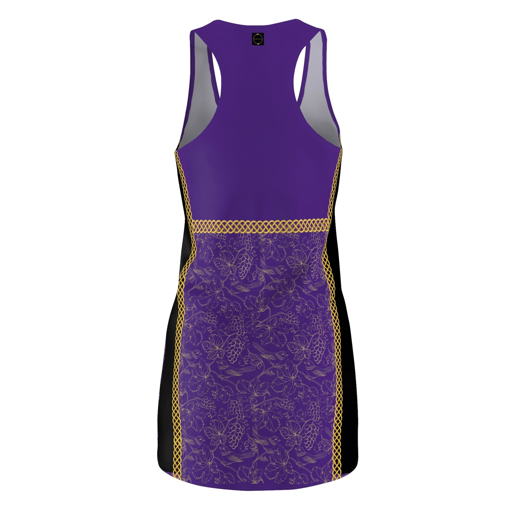 Fabled Fashion Purple Grapes and Celtic Knot effect Women's Cut & Sew Racerback Dress (AOP)