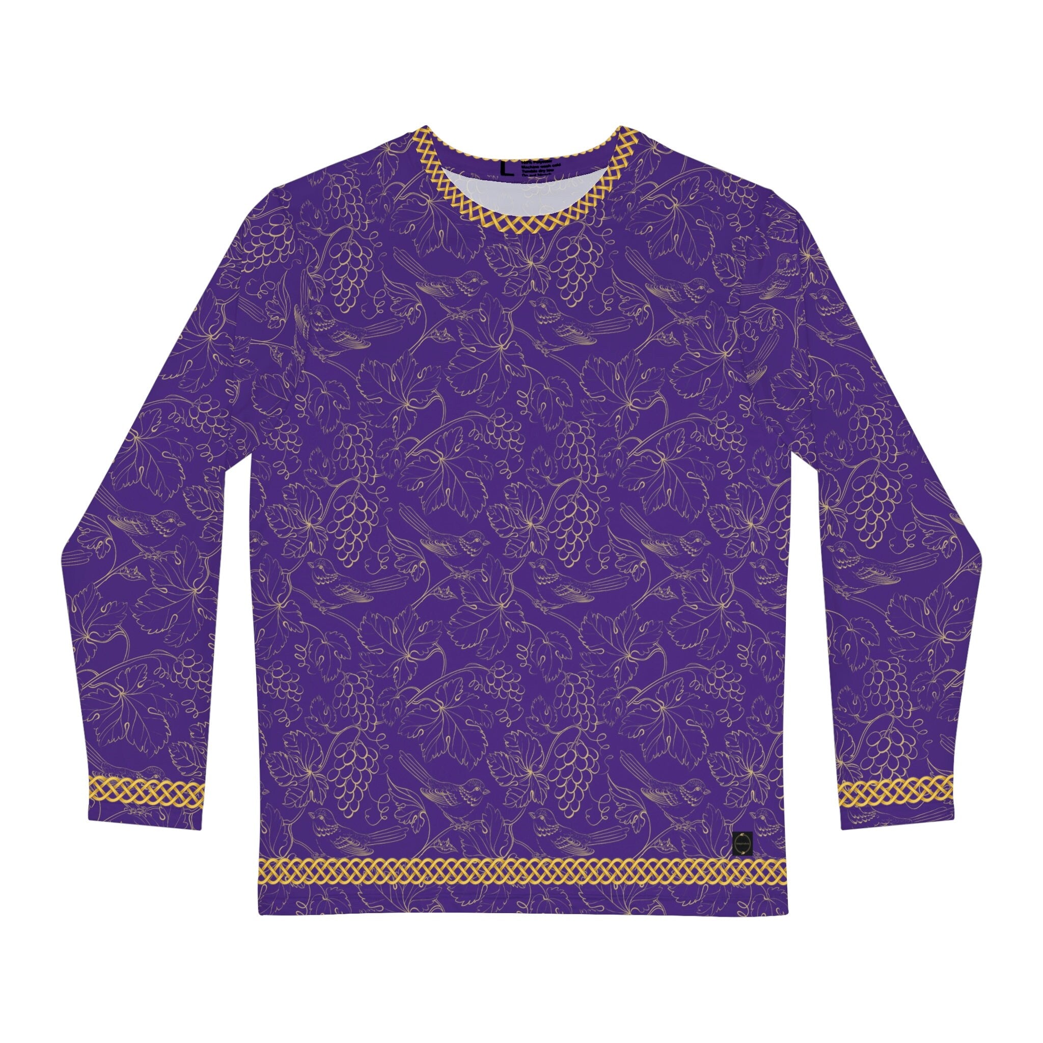 Fabled Fashion Men's Long Sleeve Purple Grapes Celtic Knot style AOP Shirt