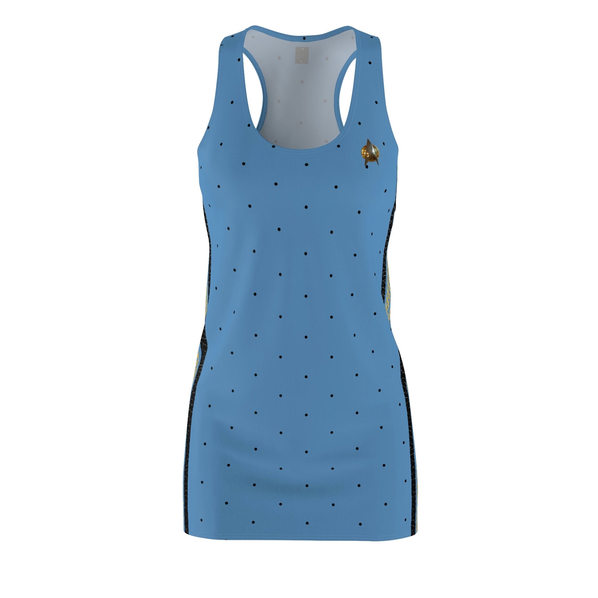 Fabled Fashion Blue Trekkie Women's Cut & Sew Racerback Dress (AOP)