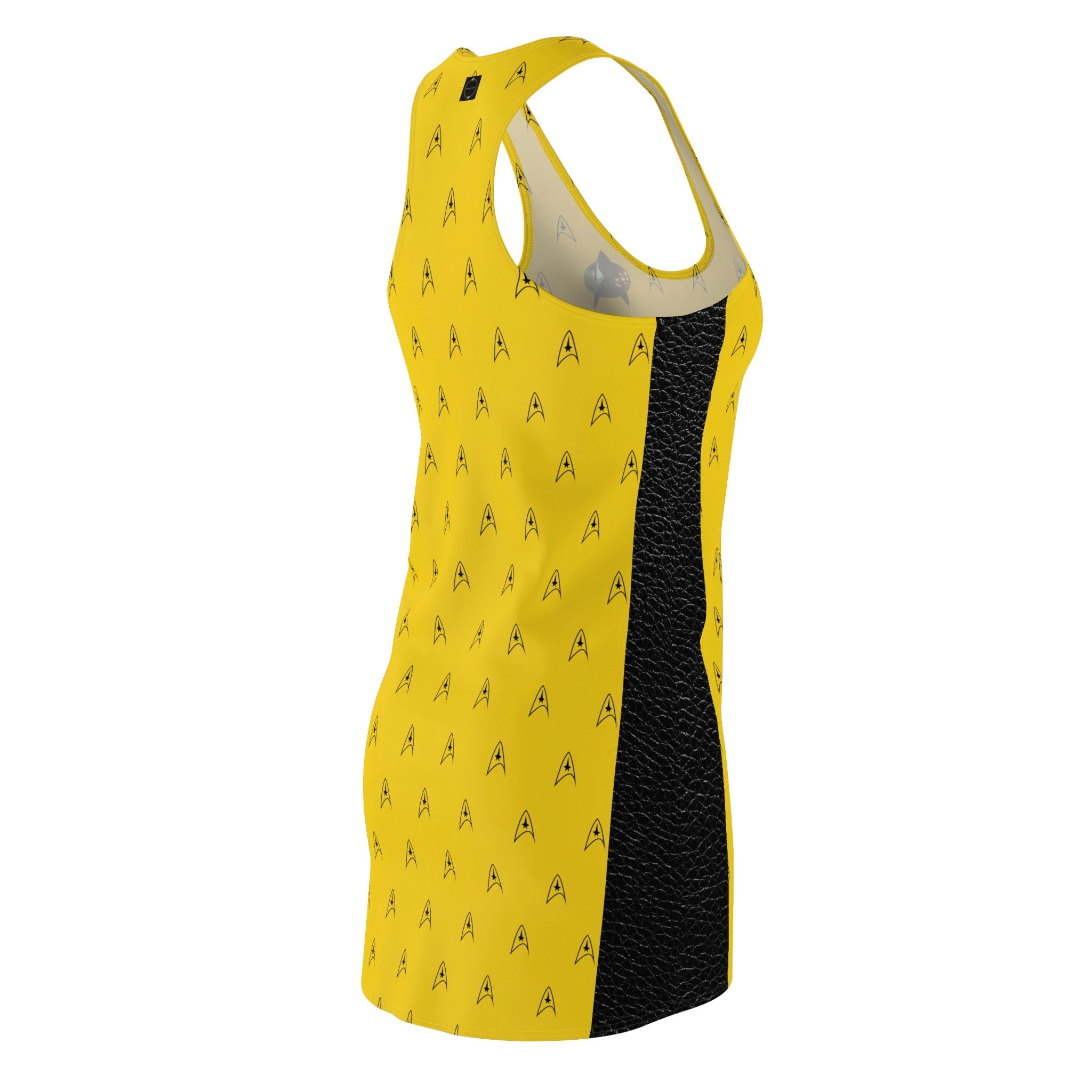 Fabled Fashion Gold Mustard Trekkie Women's Cut & Sew Racerback Dress (AOP)