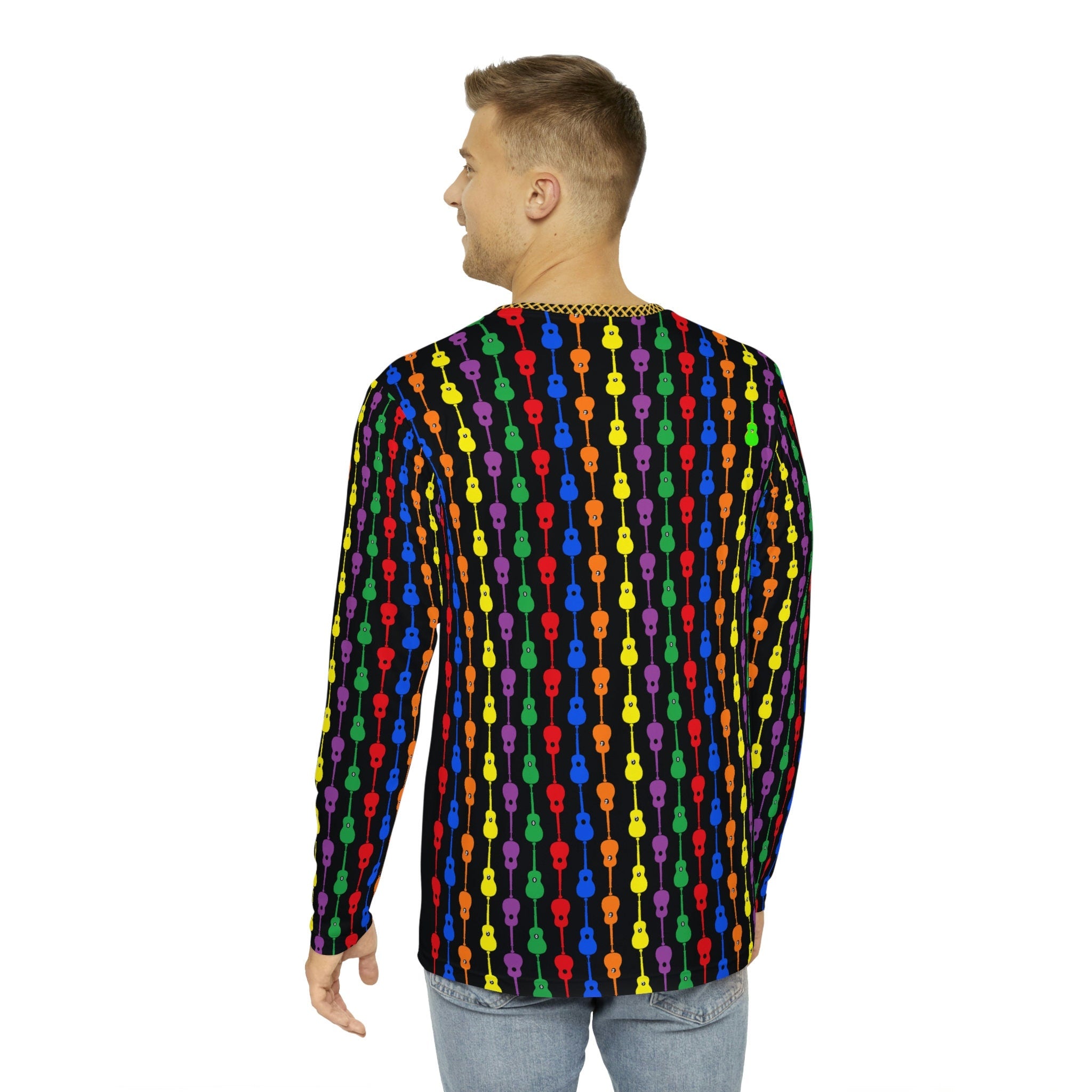 Fabled Fashion Guitar Duets multicolour pattern AOP Men's Long sleeve Shirt