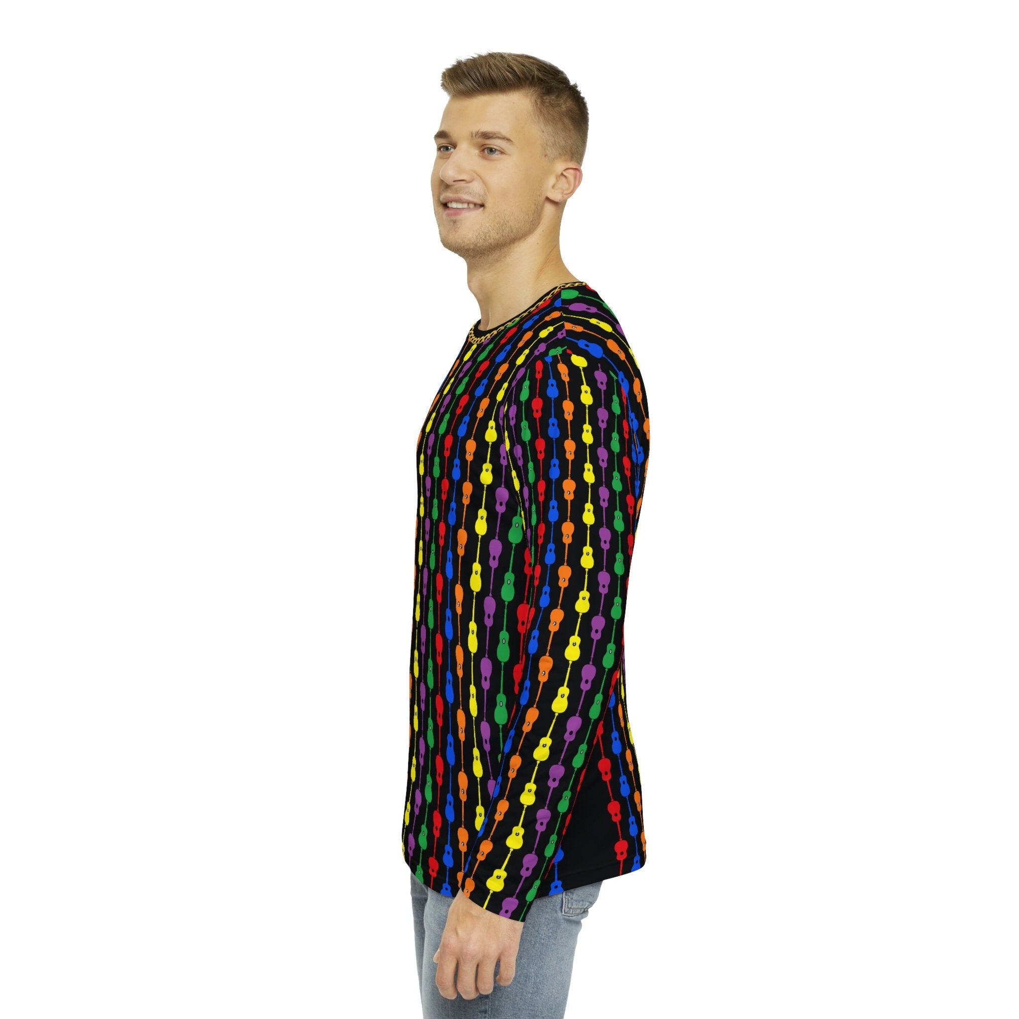 Fabled Fashion Guitar Duets multicolour pattern AOP Men's Long sleeve Shirt