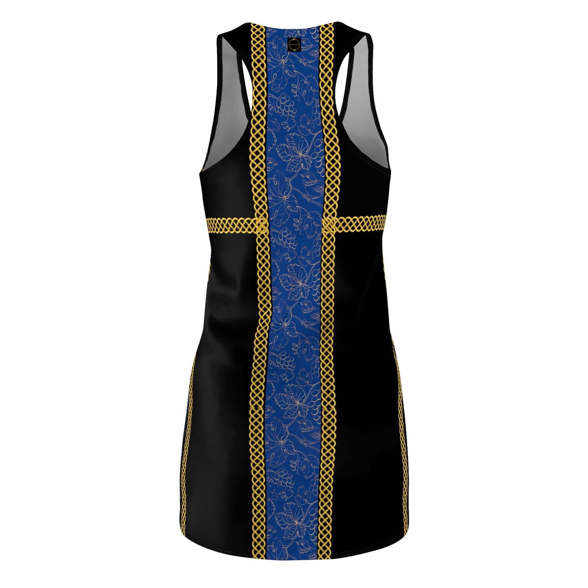 Fabled Fashion Blue grape band with Celtic knot effect Black Women's Cut & Sew Racerback Dress (AOP)
