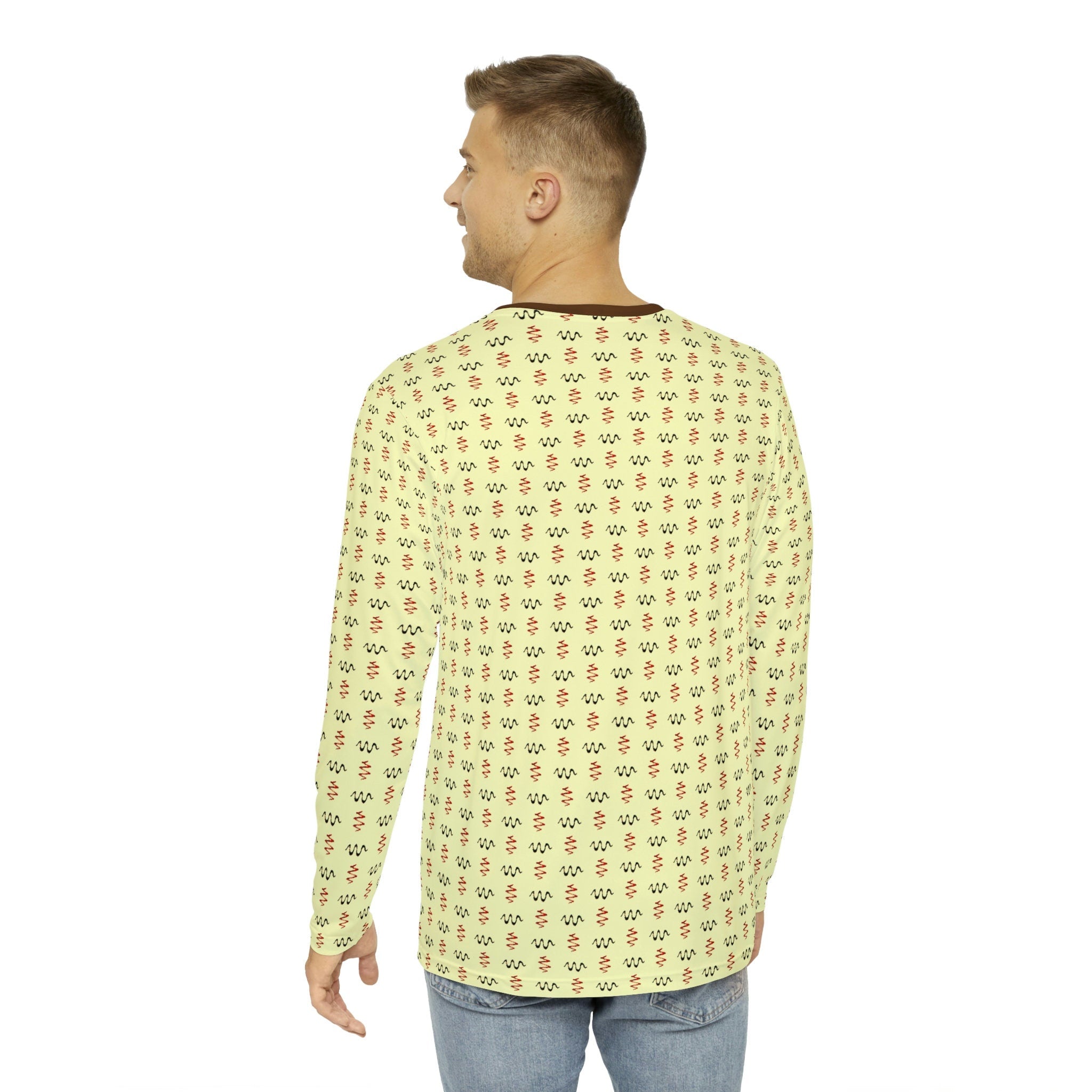 Fabled Fashion Electromagnetic wave pattern- Doc Emmett Brown in 1955 Back to the future inspired Men's Long sleeve Shirt