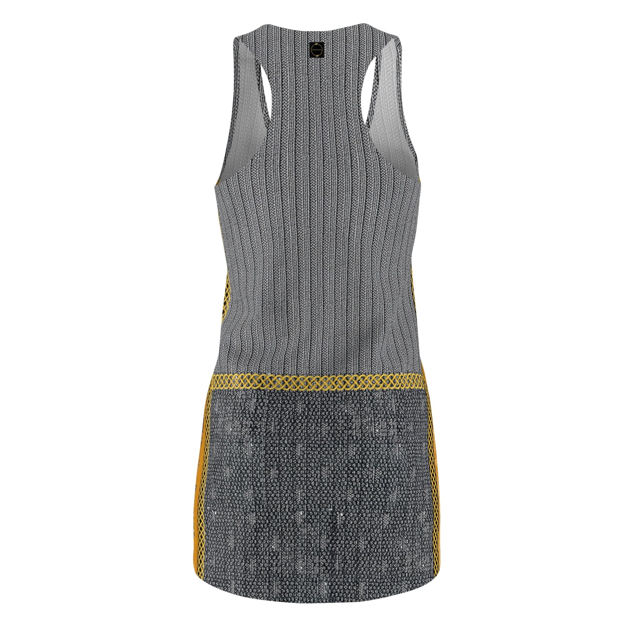 Fabled Fashion Knit and lace with gold Celtic knot effect  Women's Cut & Sew Racerback Dress (AOP)