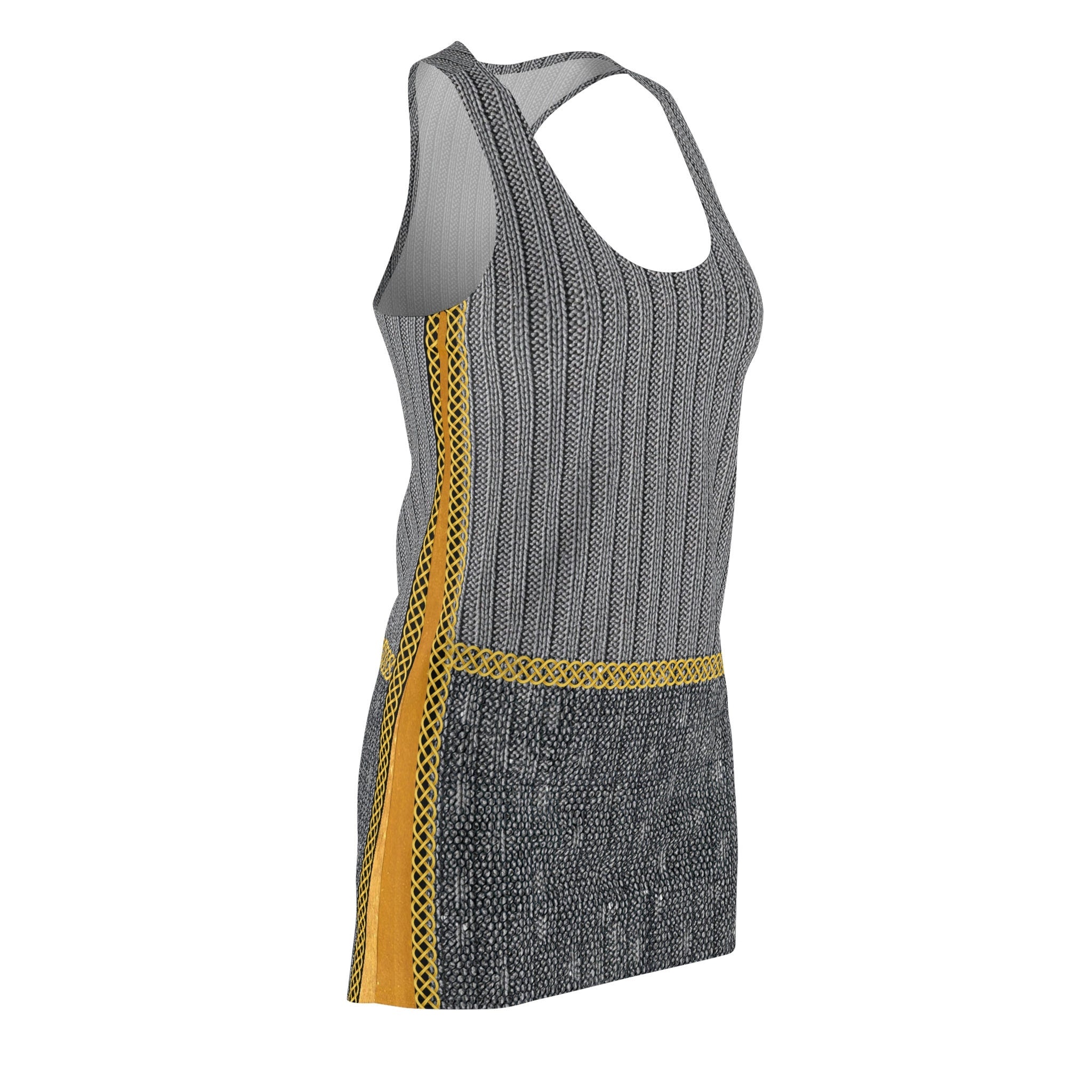 Fabled Fashion Knit and lace with gold Celtic knot effect  Women's Cut & Sew Racerback Dress (AOP)