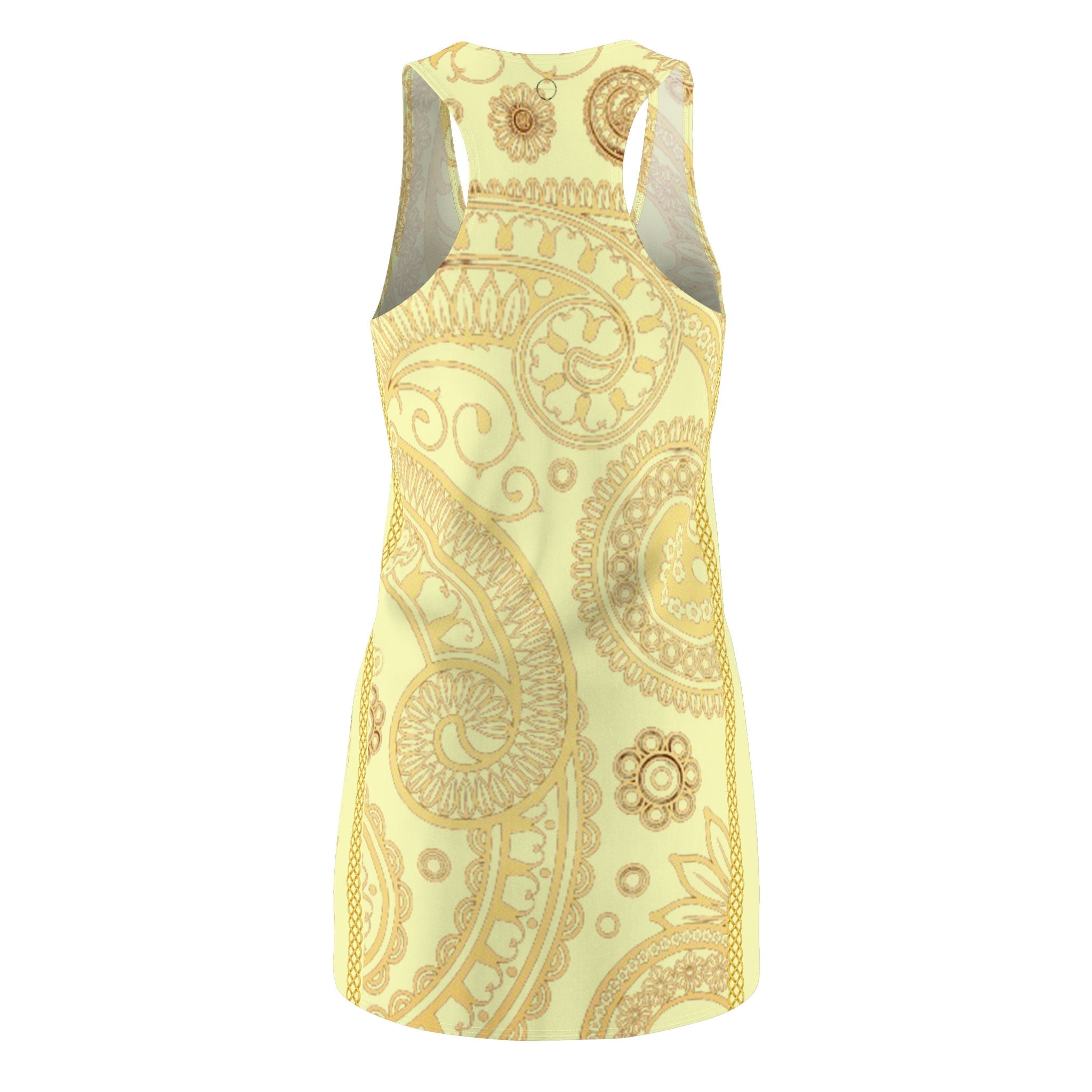 Fabled Fashion Cream Paisley Celtic knot effect  Women's Cut & Sew Racerback Dress (AOP)