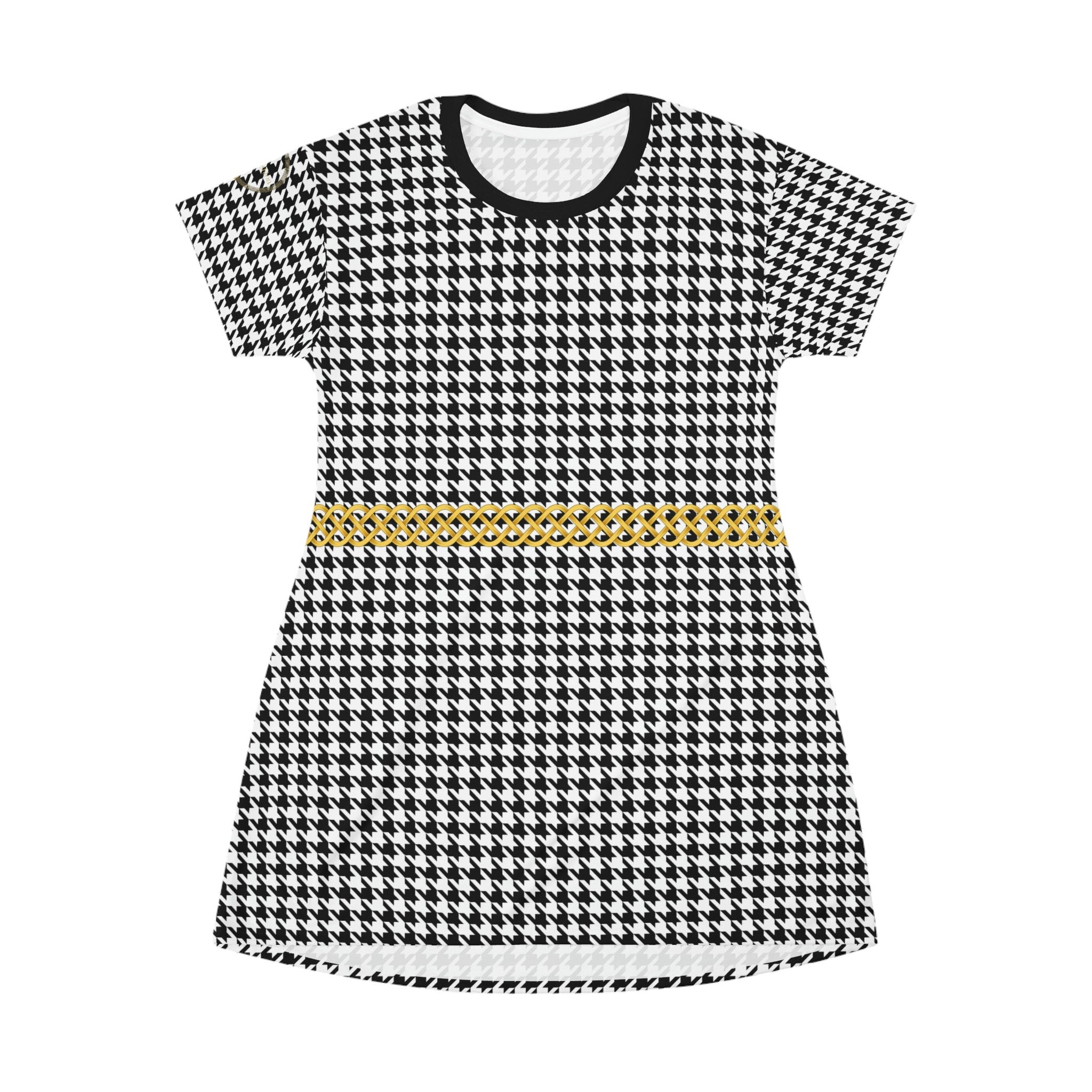 Fabled Fashion Celtic Knot Houndstooth pattern All Over Print Spring/Summer T-Shirt Dress