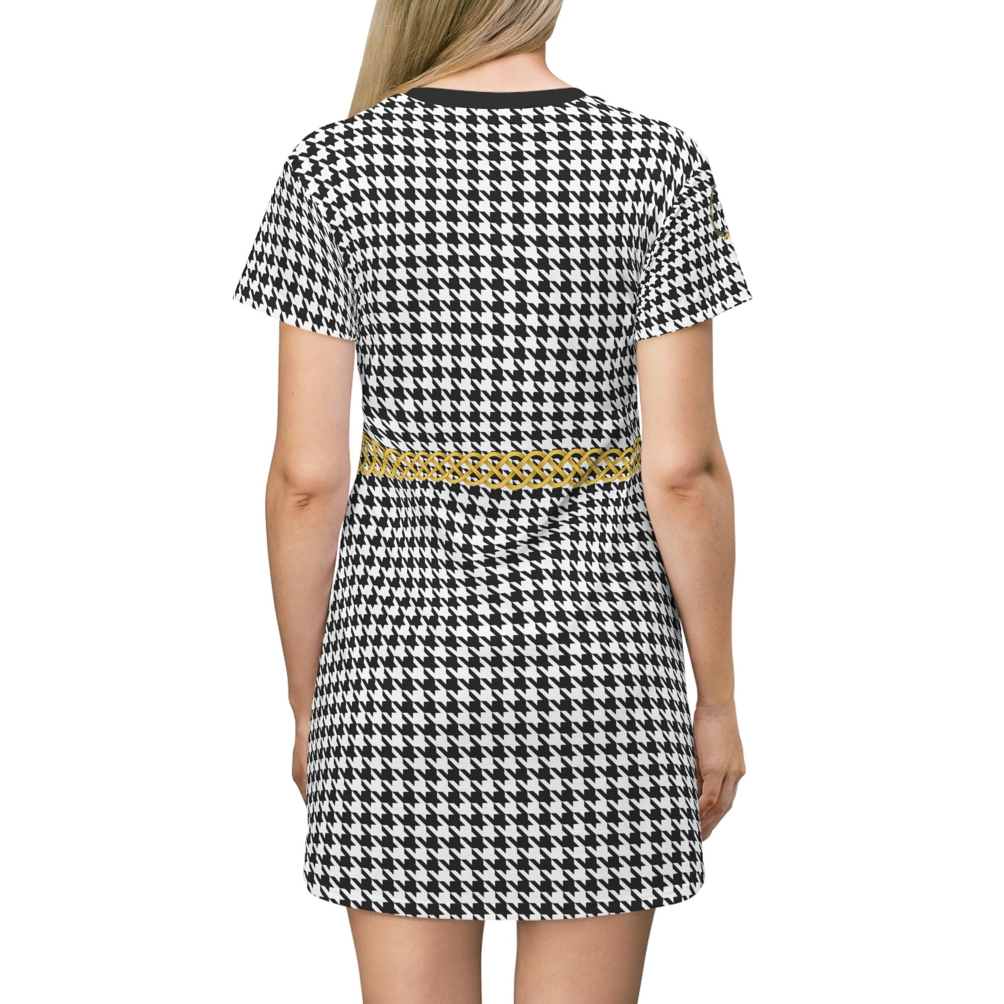 Fabled Fashion Celtic Knot Houndstooth pattern All Over Print Spring/Summer T-Shirt Dress