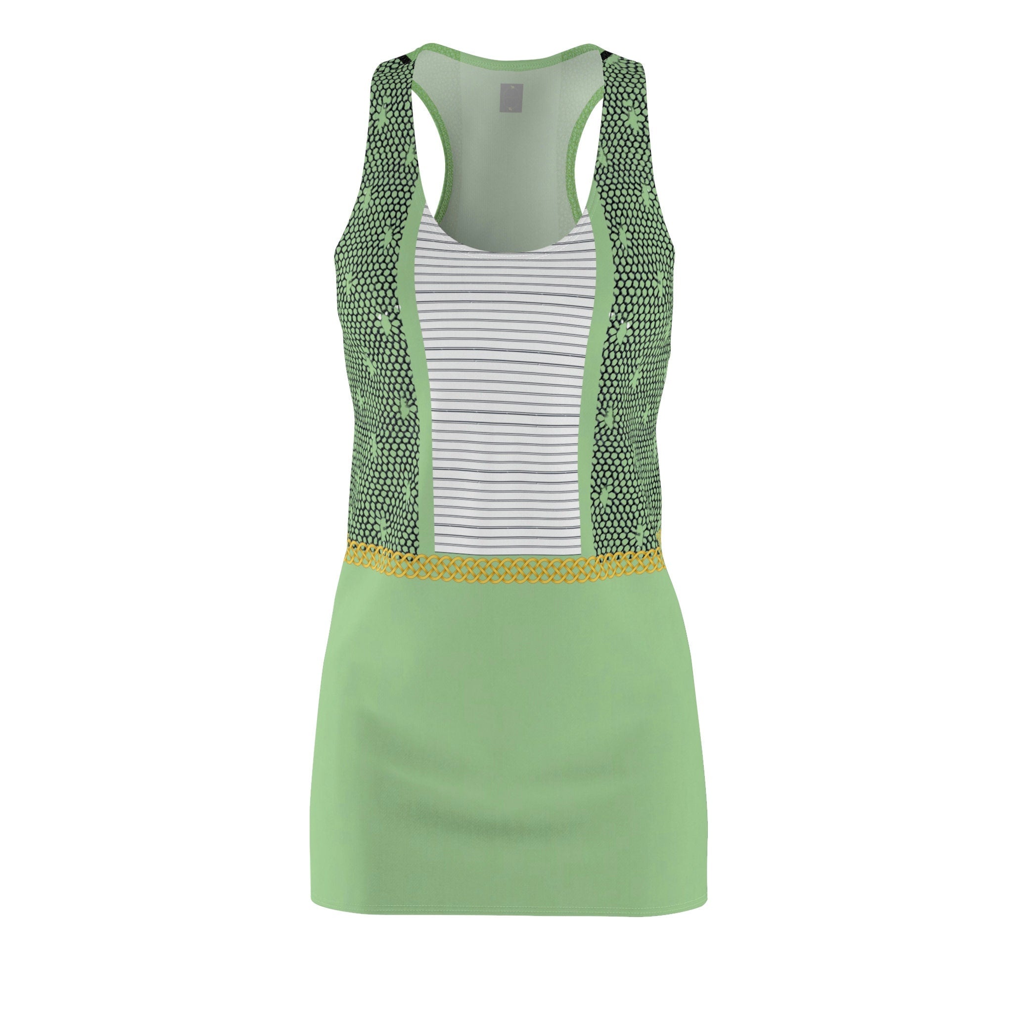 Fabled Fashion Pistachio Lace effect Women's Cut & Sew Racerback Dress (AOP)