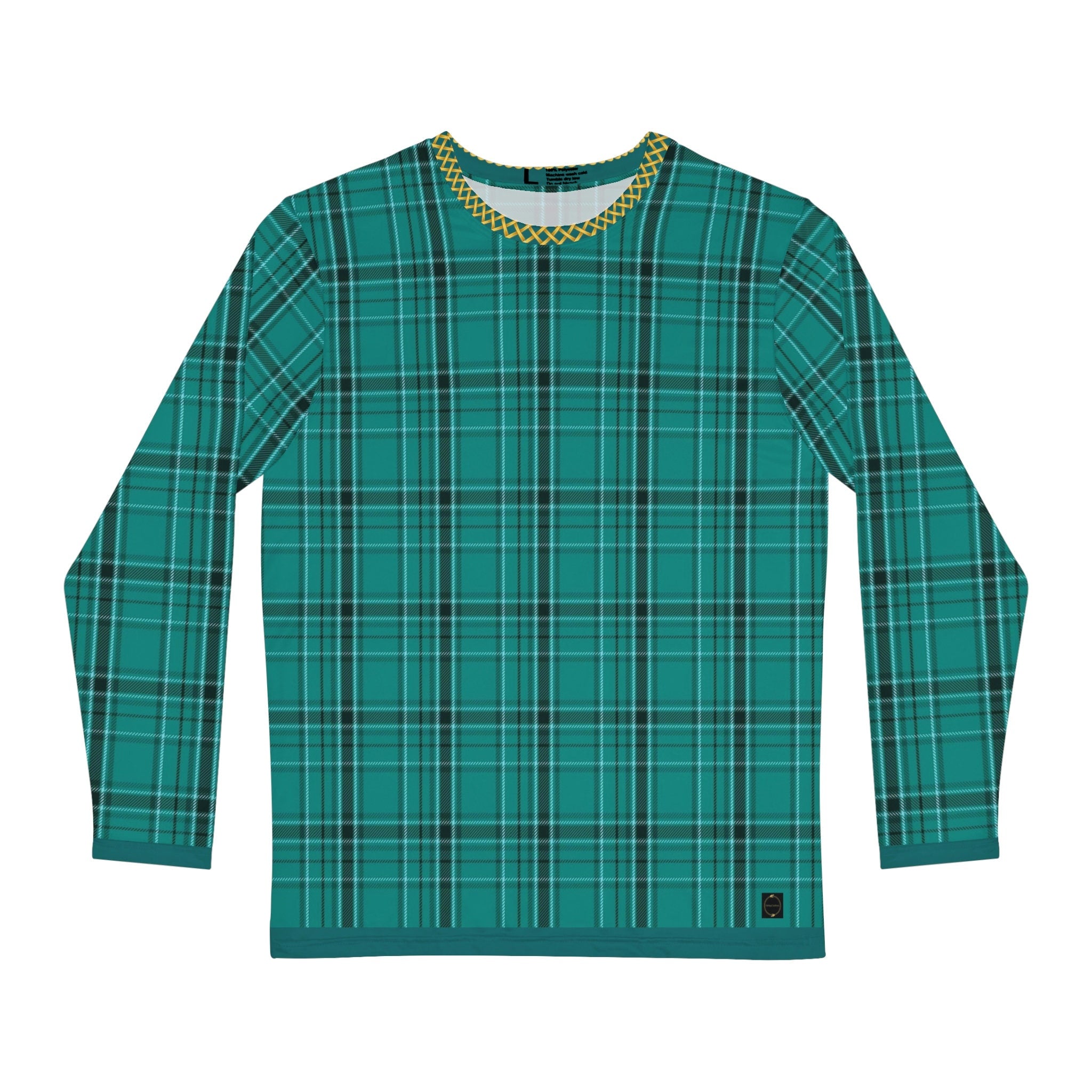 Fabled Fashion Men's Long Sleeve Verdigris plaid pattern AOP Shirt