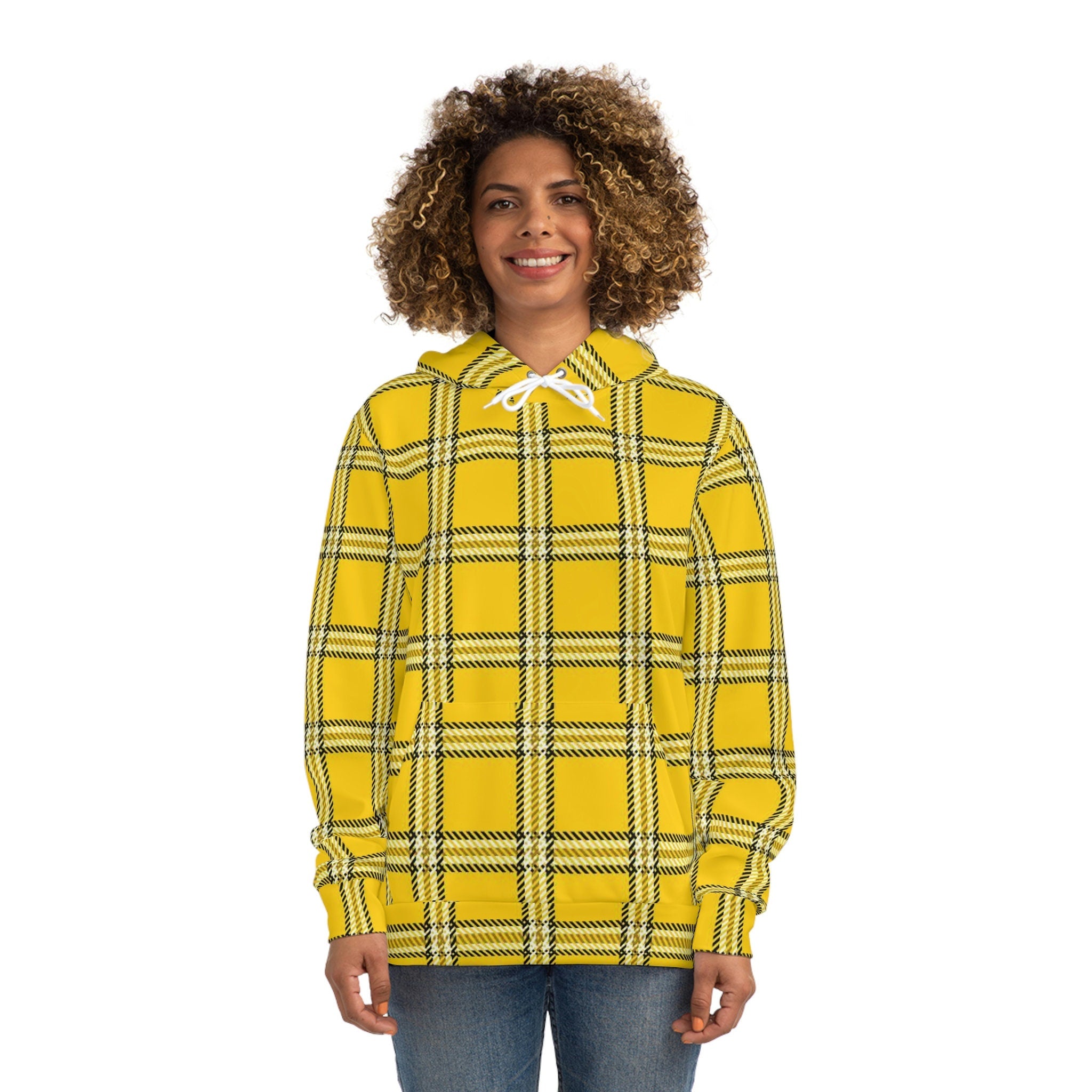 Fabled Fashion Yellow Plaid Clueless inspired Unisex Hoodie (AOP)
