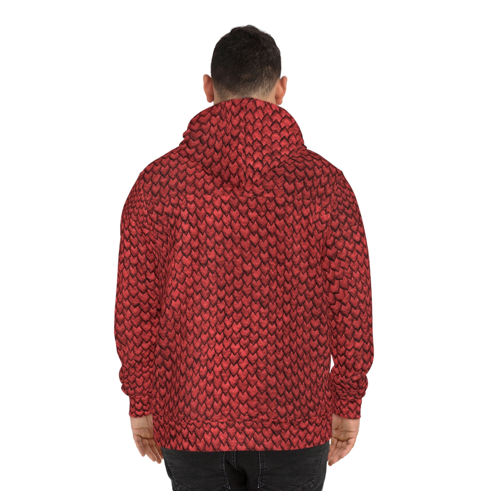 Fabled Fashion Red Dragon skin effect Unisex Hoodie (AOP)
