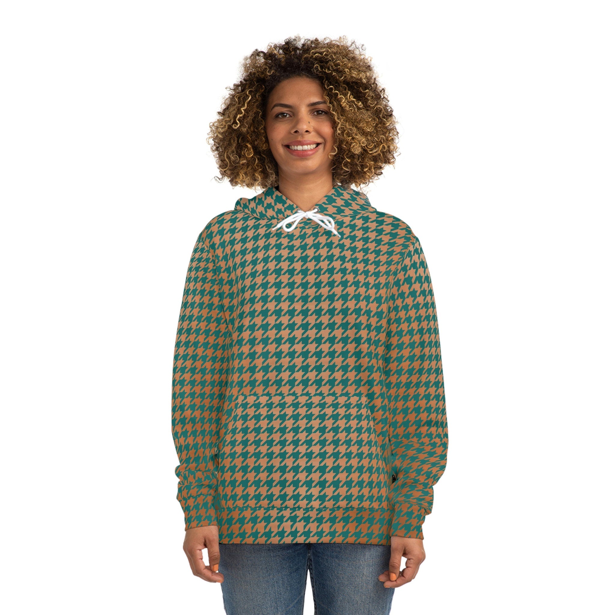 Fabled Fashion Verdigris and Copper houndstooth pattern Unisex Hoodie (AOP)