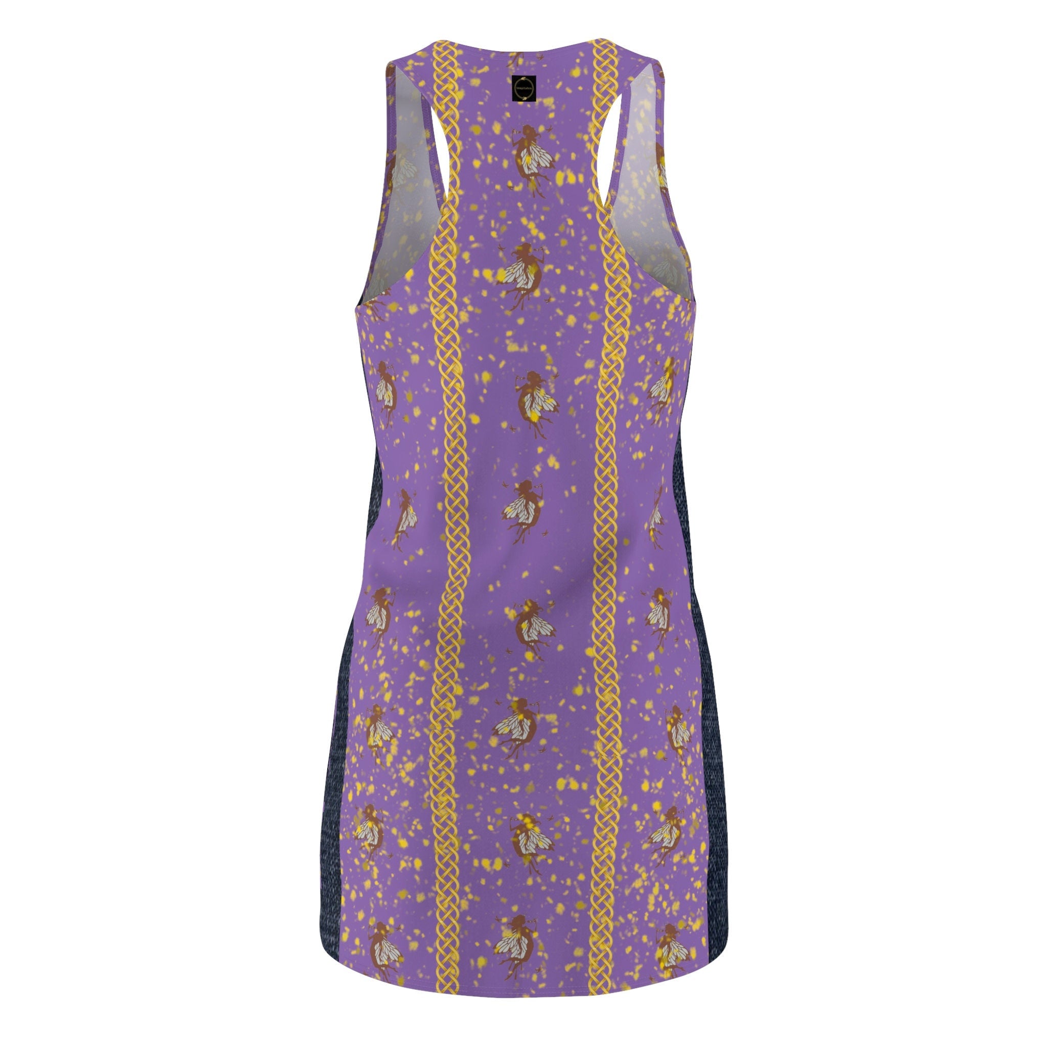 Fabled Fashion fairy pattern denim accent Women's Cut & Sew Racerback Dress (AOP)