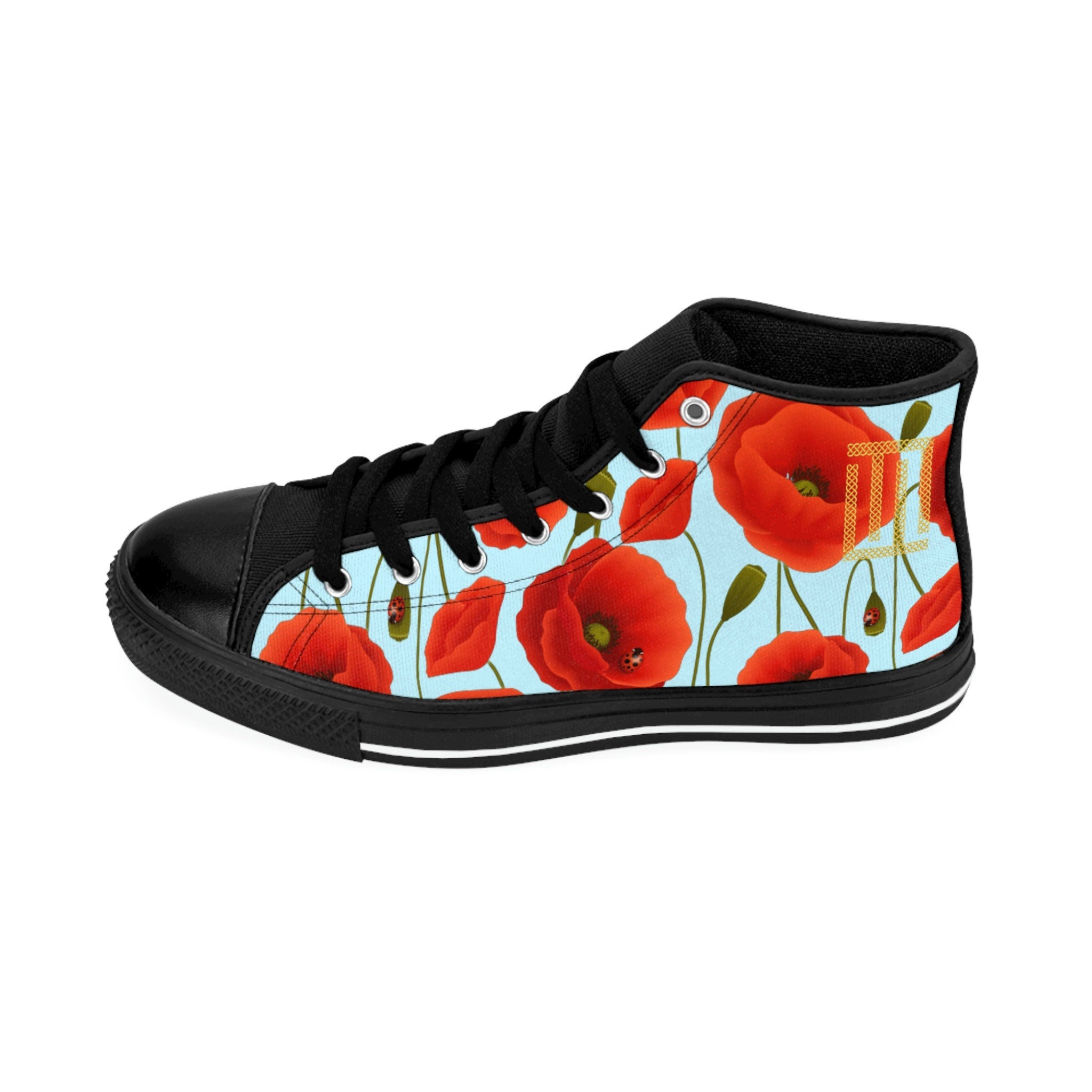 Fabled Fashion Poppies on Blue Men's Classic Sneakers
